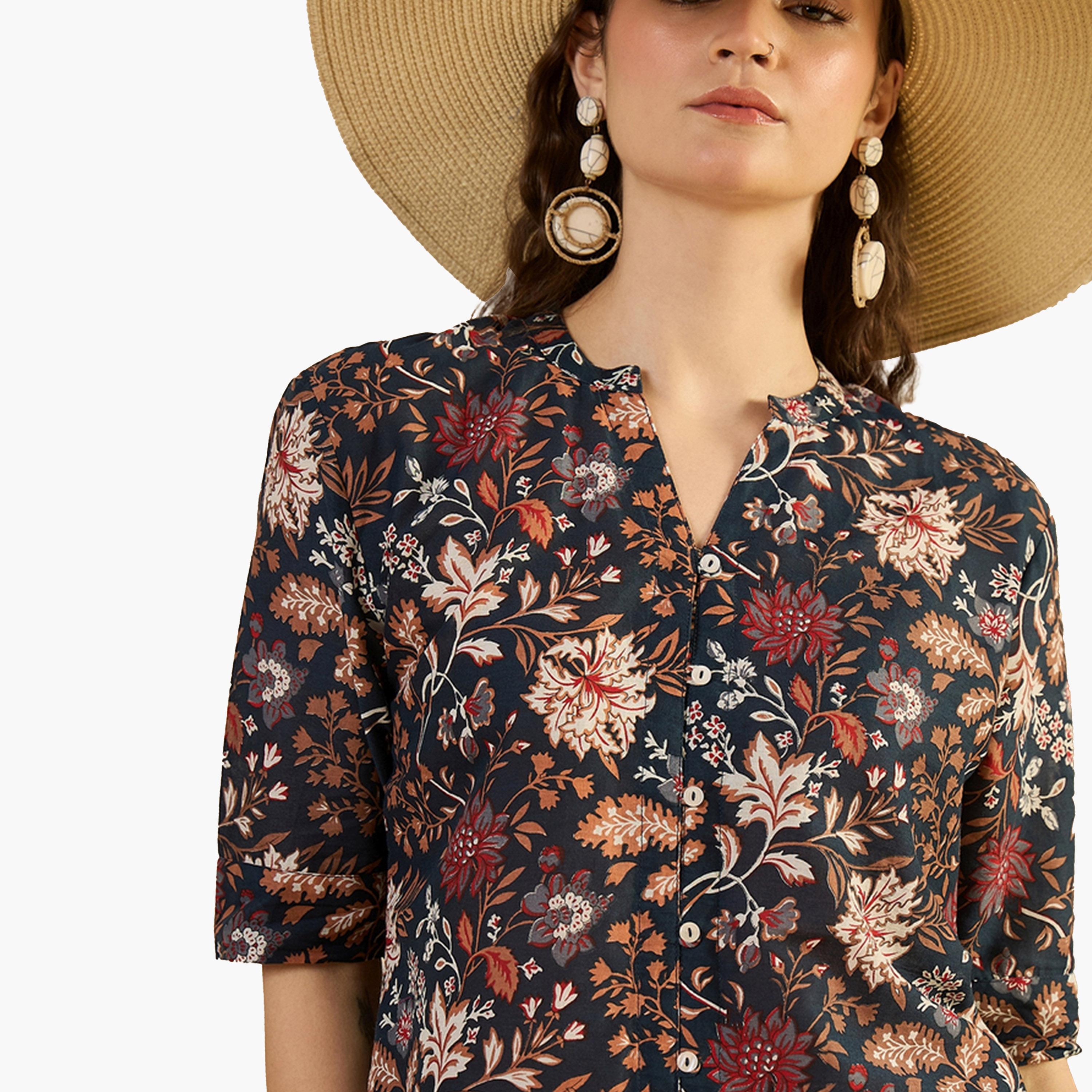 سانسكروتي هومز × ستايلي-  بيجاما وقميص قطني مطبوع رقبة على شكل حرف V-women-clothing-nightwear-pyjamas-longsets-image-7