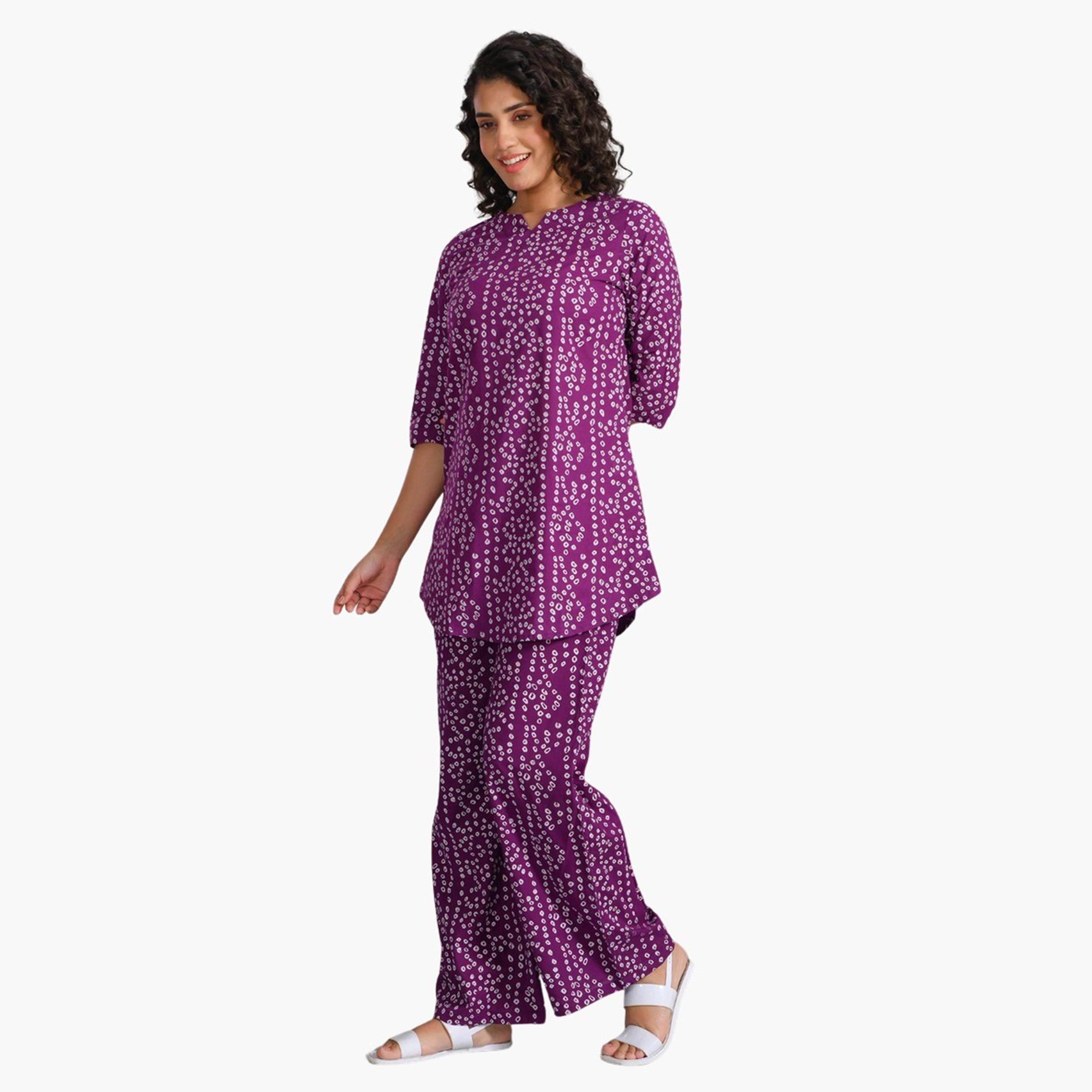Sanskrutihomes X Styli Printed Pure Cotton Notch Neck Top and Pyjama Set-women-clothing-nightwear-pyjamas-longsets-image-4