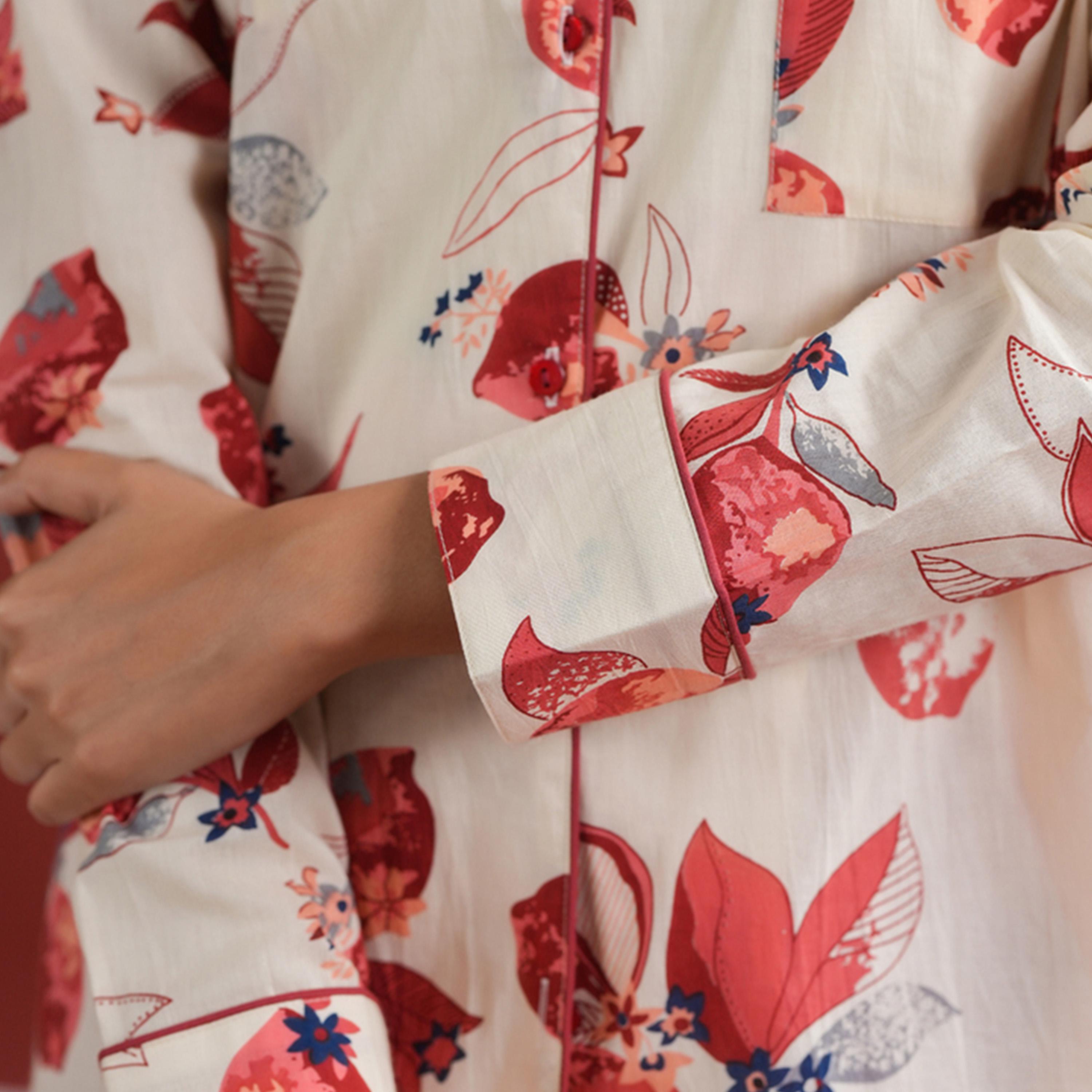 Sanskrutihomes X Styli Floral Printed Collared Shirt and Pyjama Set-women-clothing-nightwear-pyjamas-longsets-image-12