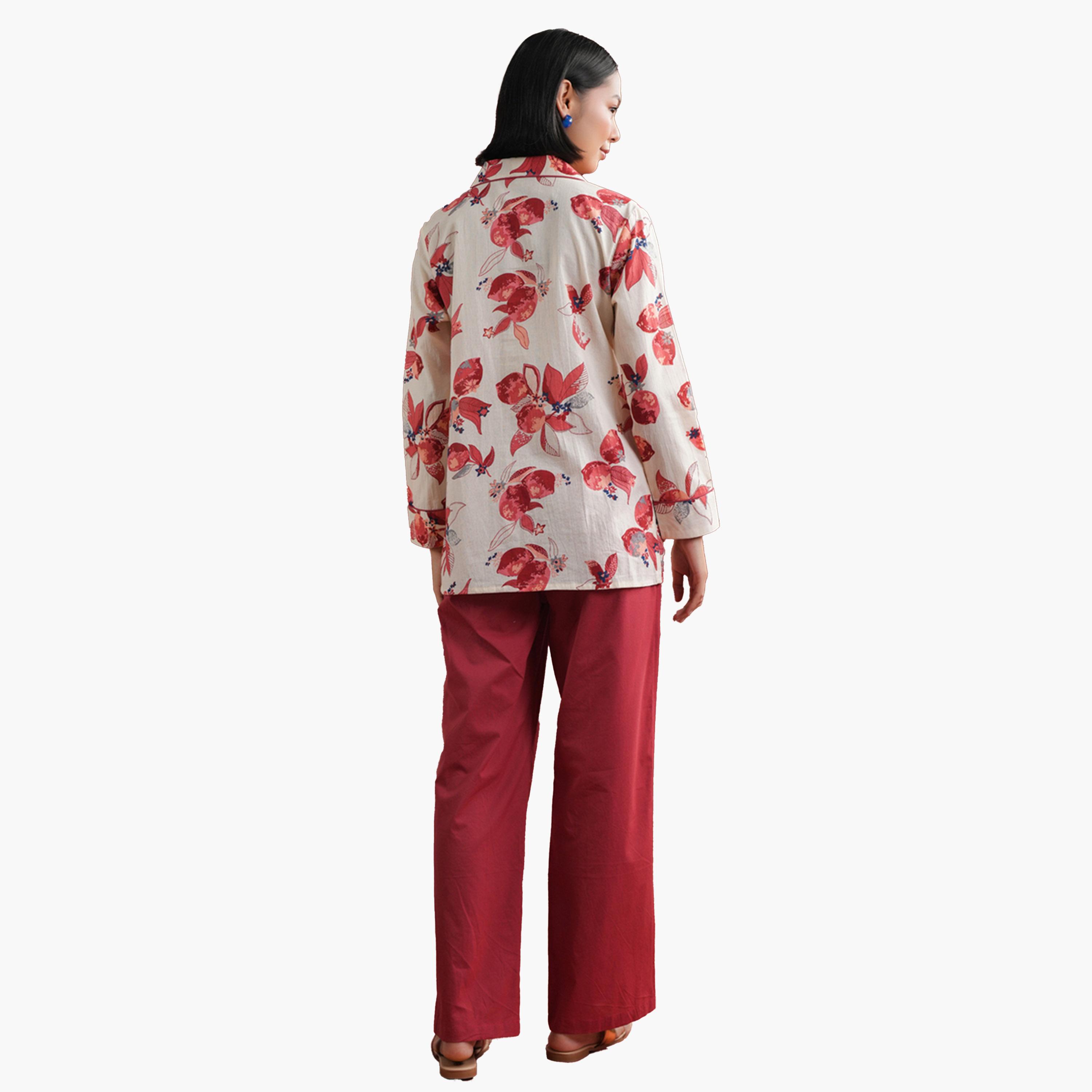 Sanskrutihomes X Styli Floral Printed Collared Shirt and Pyjama Set-women-clothing-nightwear-pyjamas-longsets-image-6
