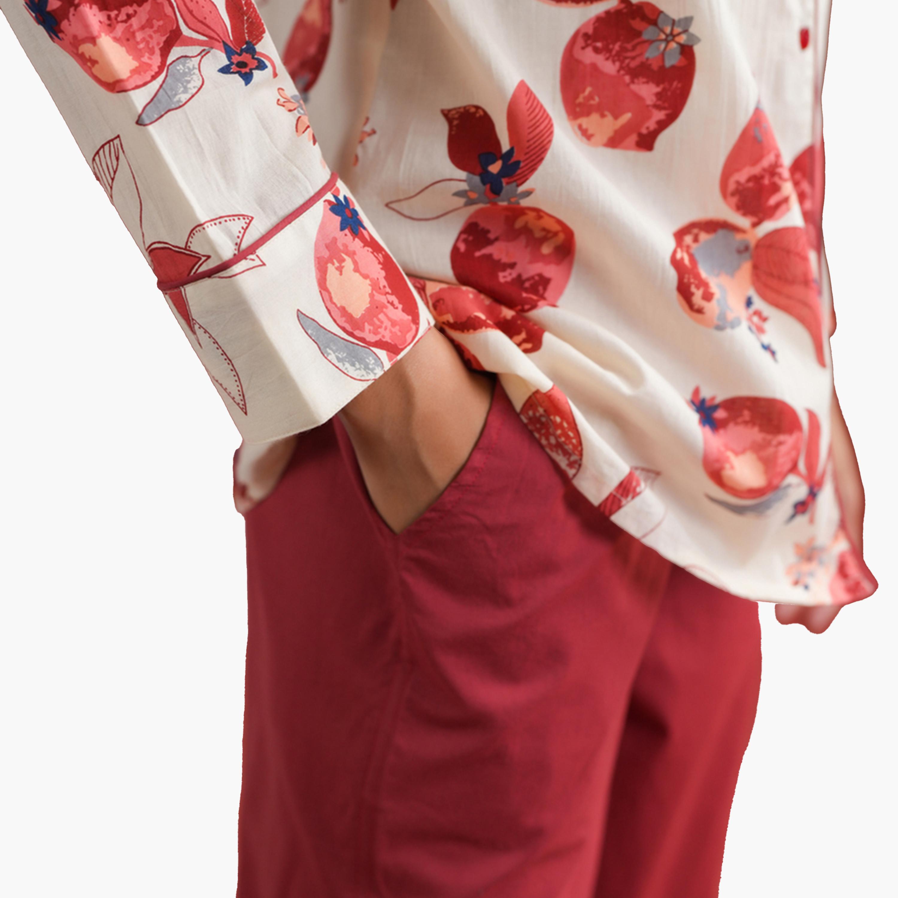 Sanskrutihomes X Styli Floral Printed Collared Shirt and Pyjama Set-women-clothing-nightwear-pyjamas-longsets-image-9