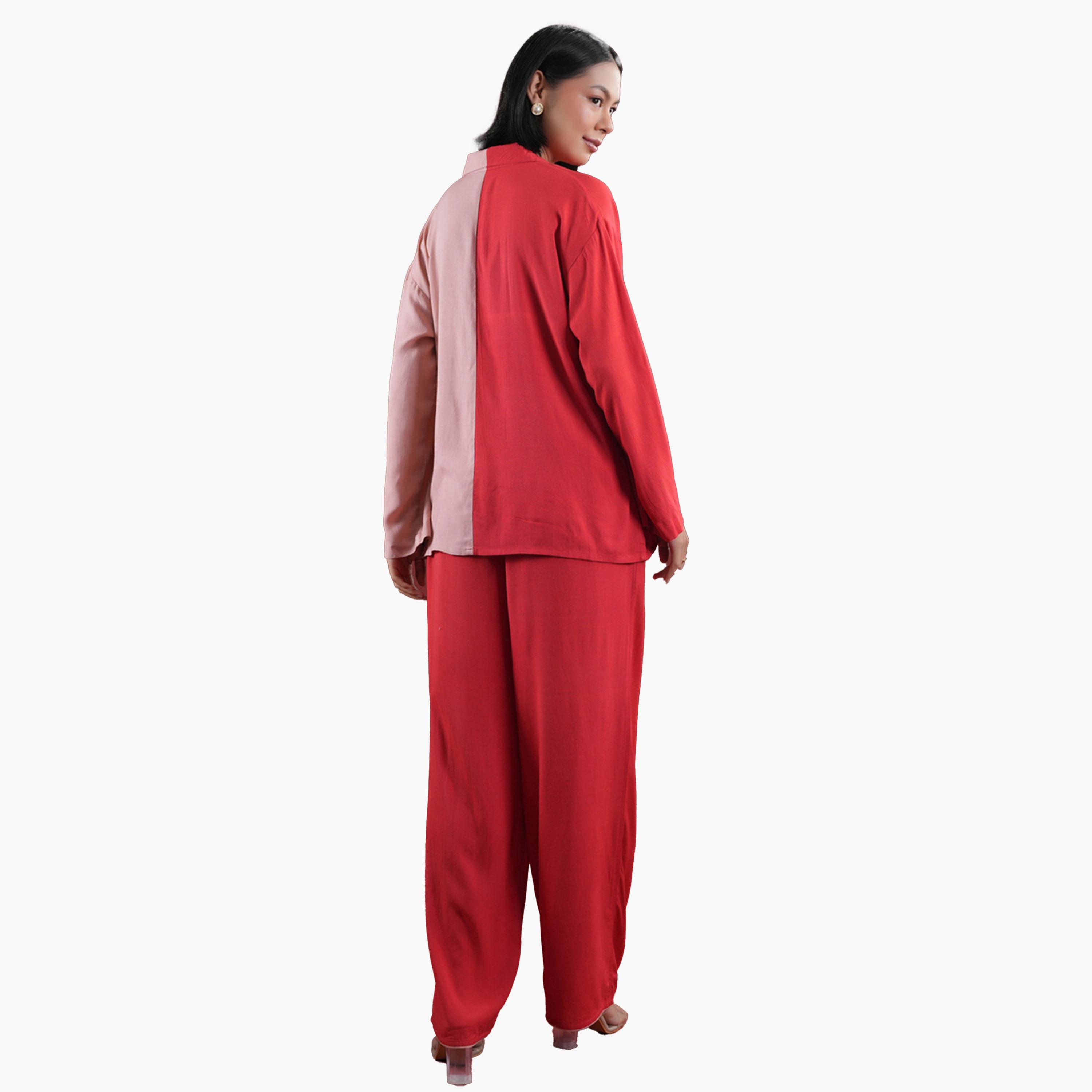 Sanskrutihomes X Styli Color Block Collared Shirt and Pyjama Set-women-clothing-nightwear-pyjamas-longsets-image-10