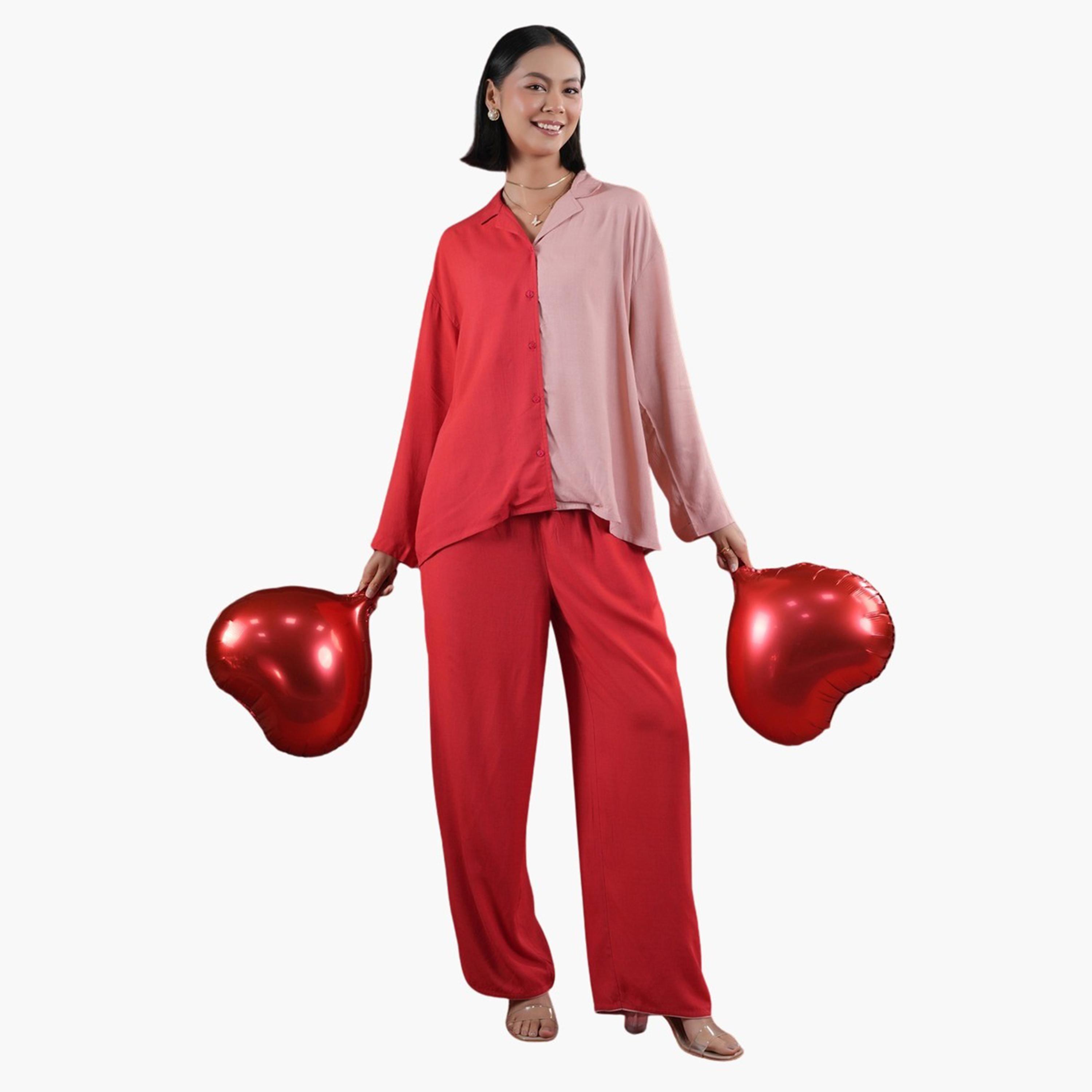 Sanskrutihomes X Styli Color Block Collared Shirt and Pyjama Set-women-clothing-nightwear-pyjamas-longsets-image-13