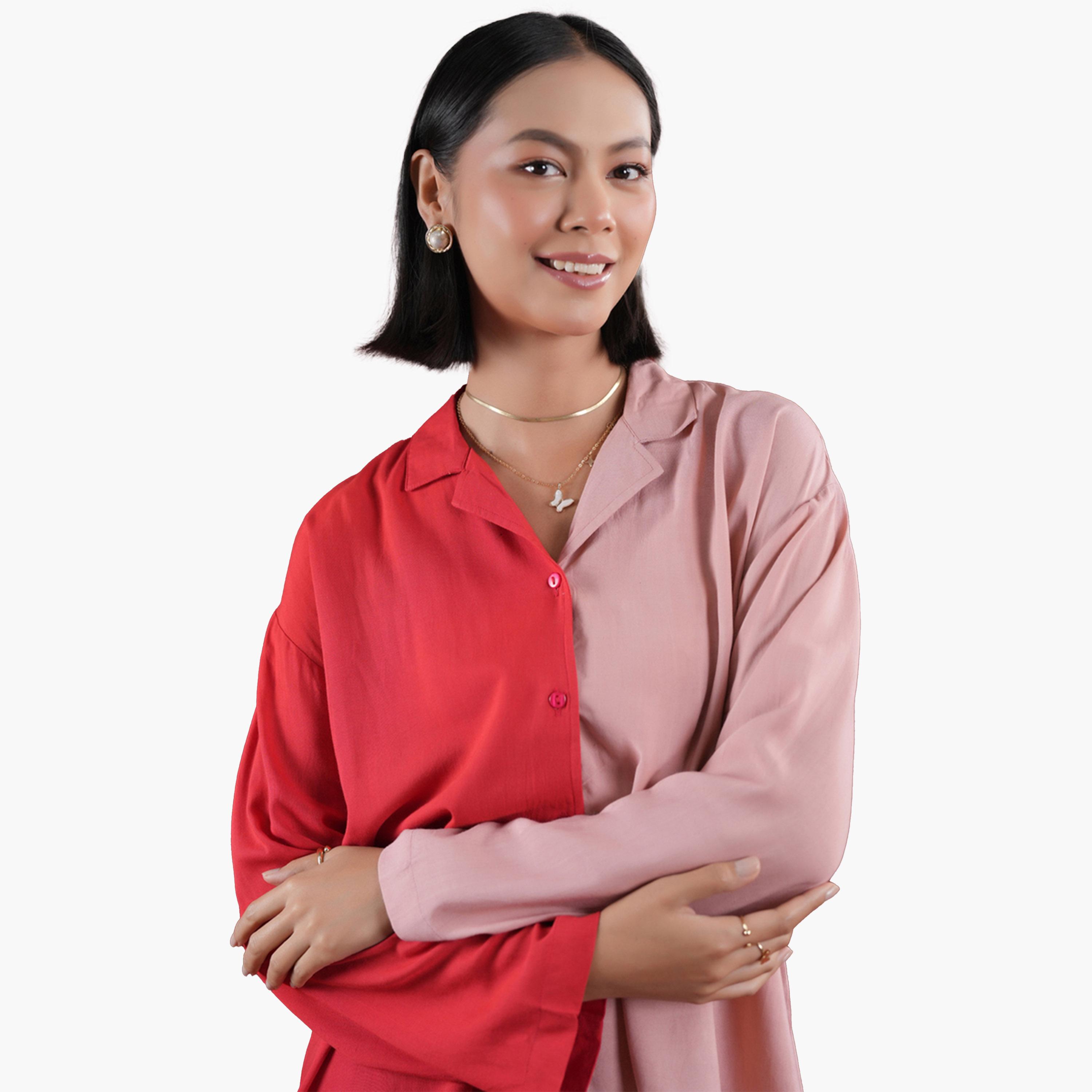 Sanskrutihomes X Styli Color Block Collared Shirt and Pyjama Set-women-clothing-nightwear-pyjamas-longsets-image-6