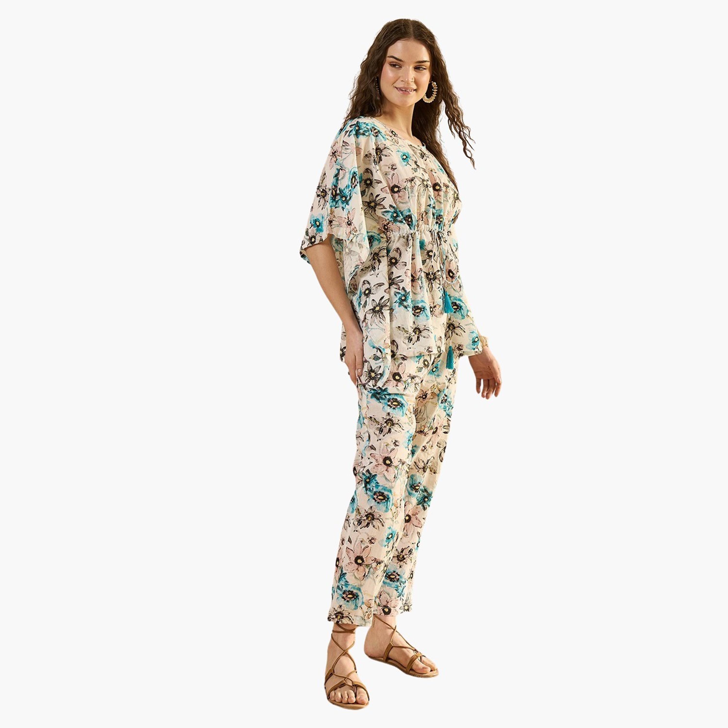 Sanskrutihomes X Styli Cotton Printed Round Neck Top and Pyjama Set-women-clothing-nightwear-pyjamas-longsets-image-4