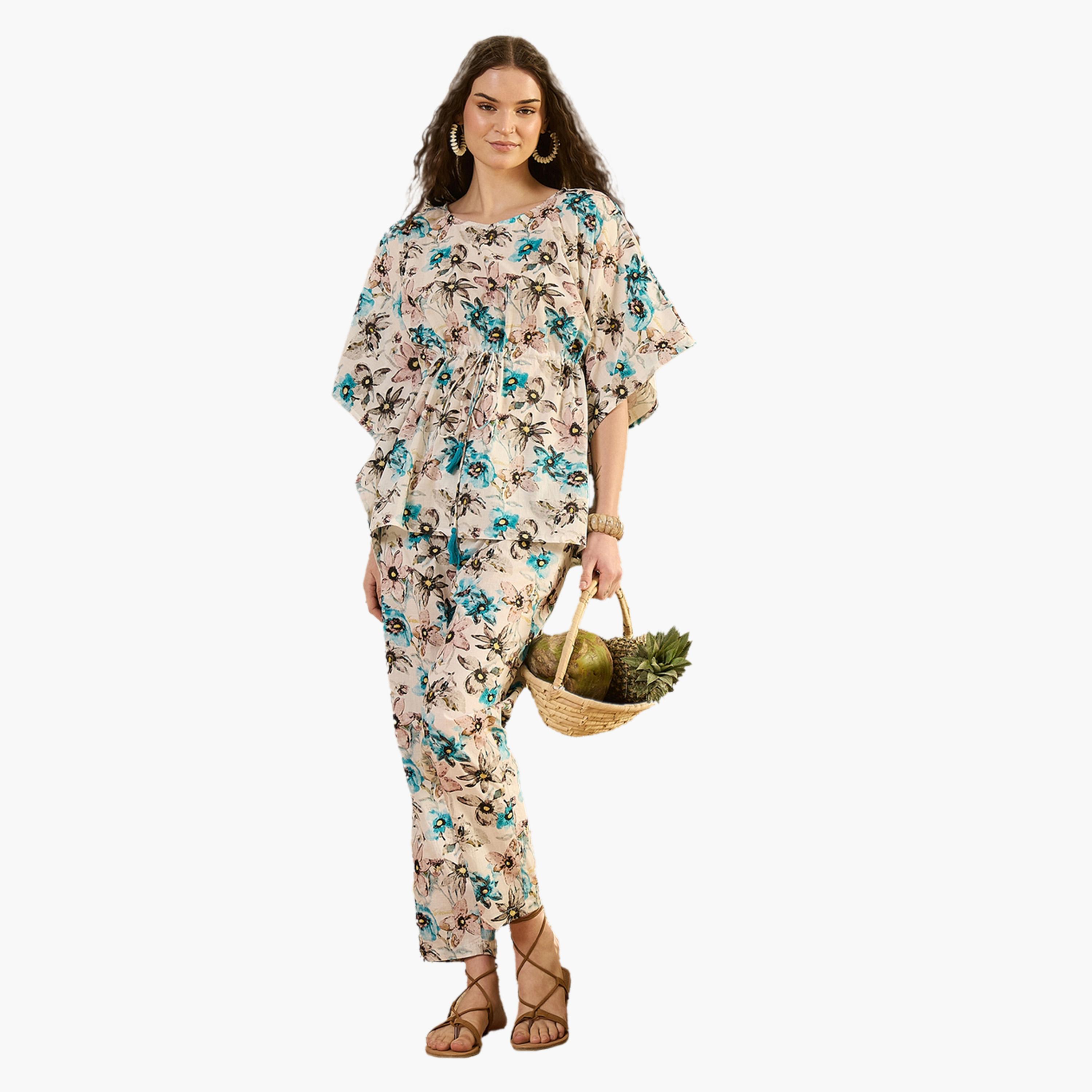 Sanskrutihomes X Styli Cotton Printed Round Neck Top and Pyjama Set-women-clothing-nightwear-pyjamas-longsets-image-5