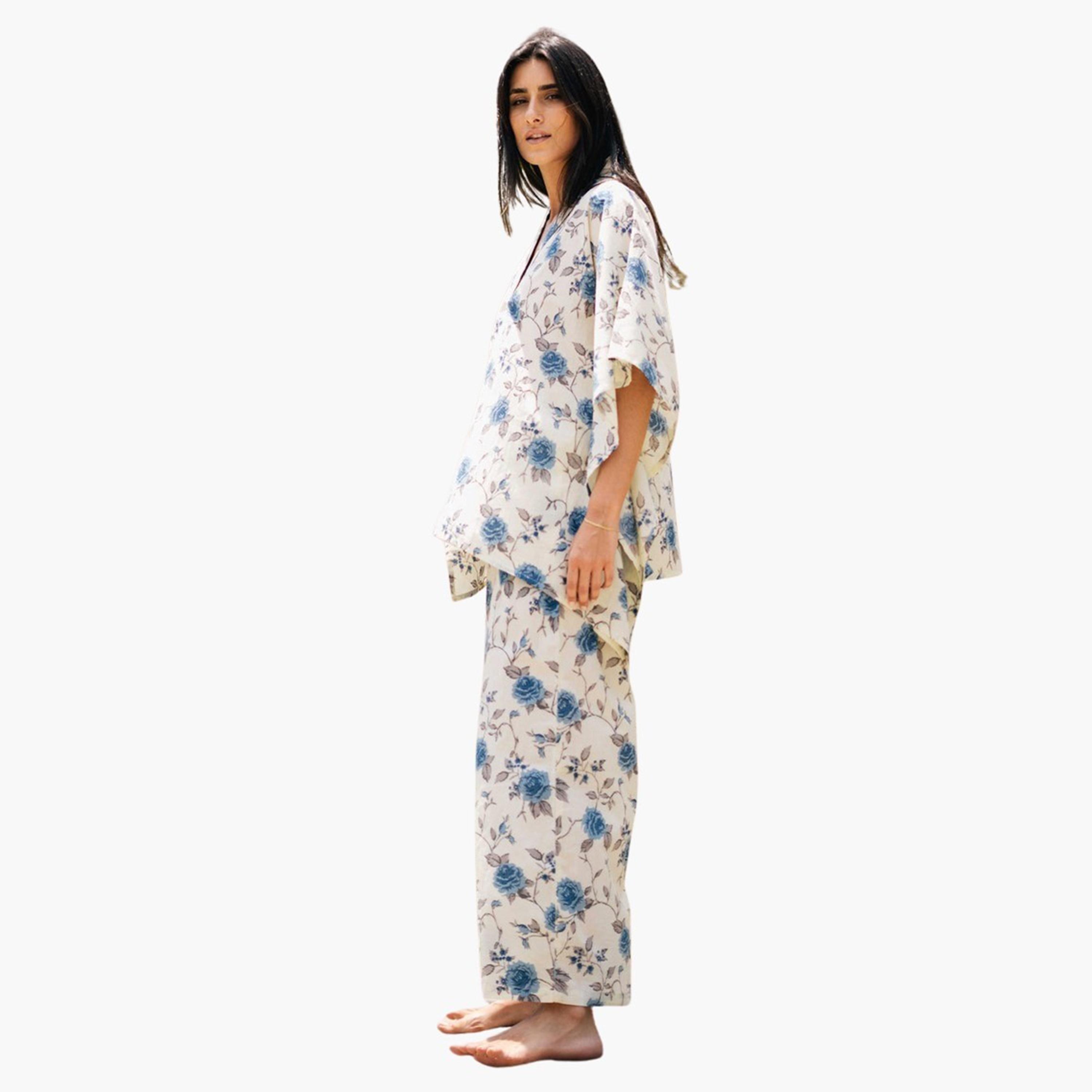 Sanskrutihomes X Styli Women Printed V-Neck Pure Cotton Top and Pyjama Set-women-clothing-nightwear-pyjamas-longsets-image-3