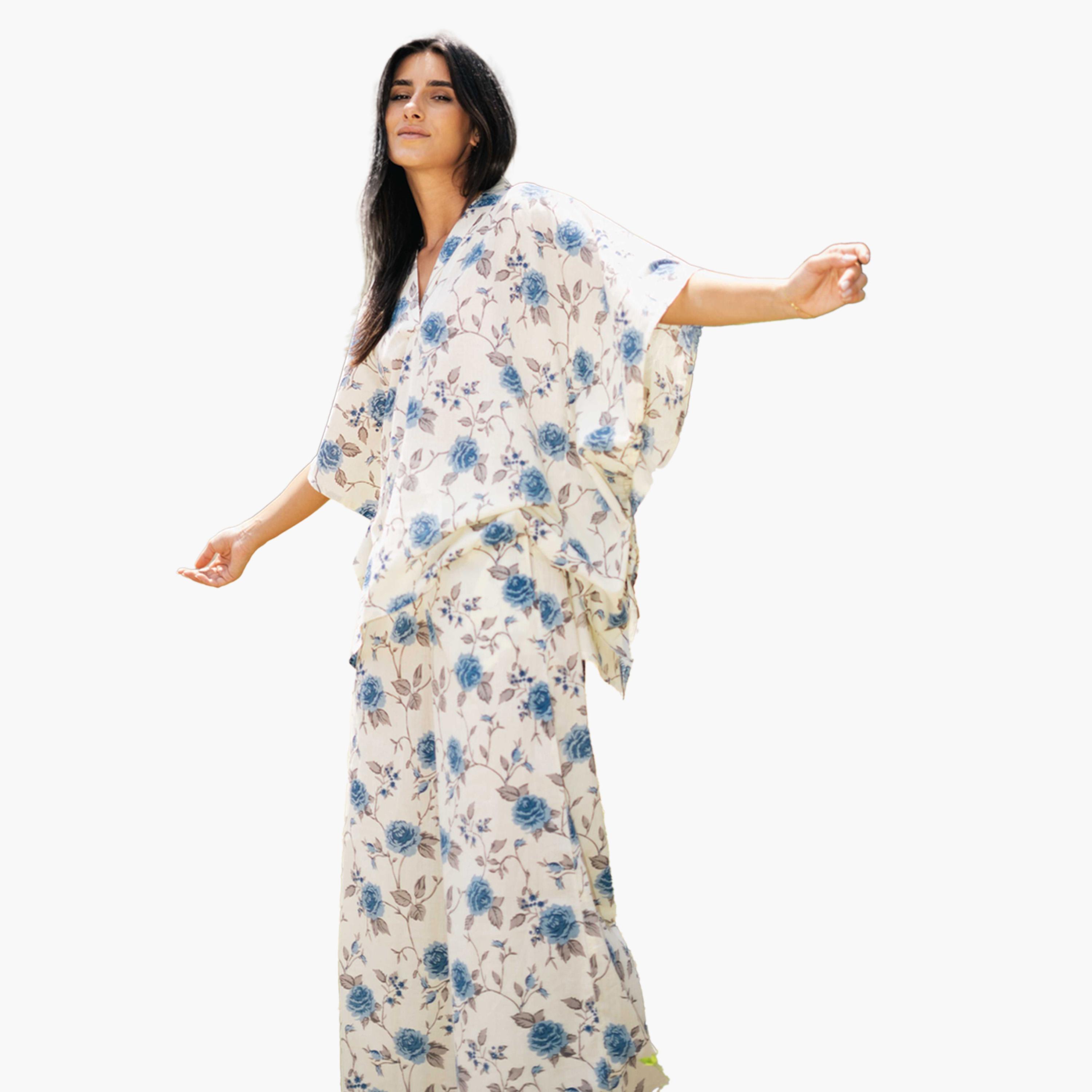 Sanskrutihomes X Styli Women Printed V-Neck Pure Cotton Top and Pyjama Set-women-clothing-nightwear-pyjamas-longsets-image-6