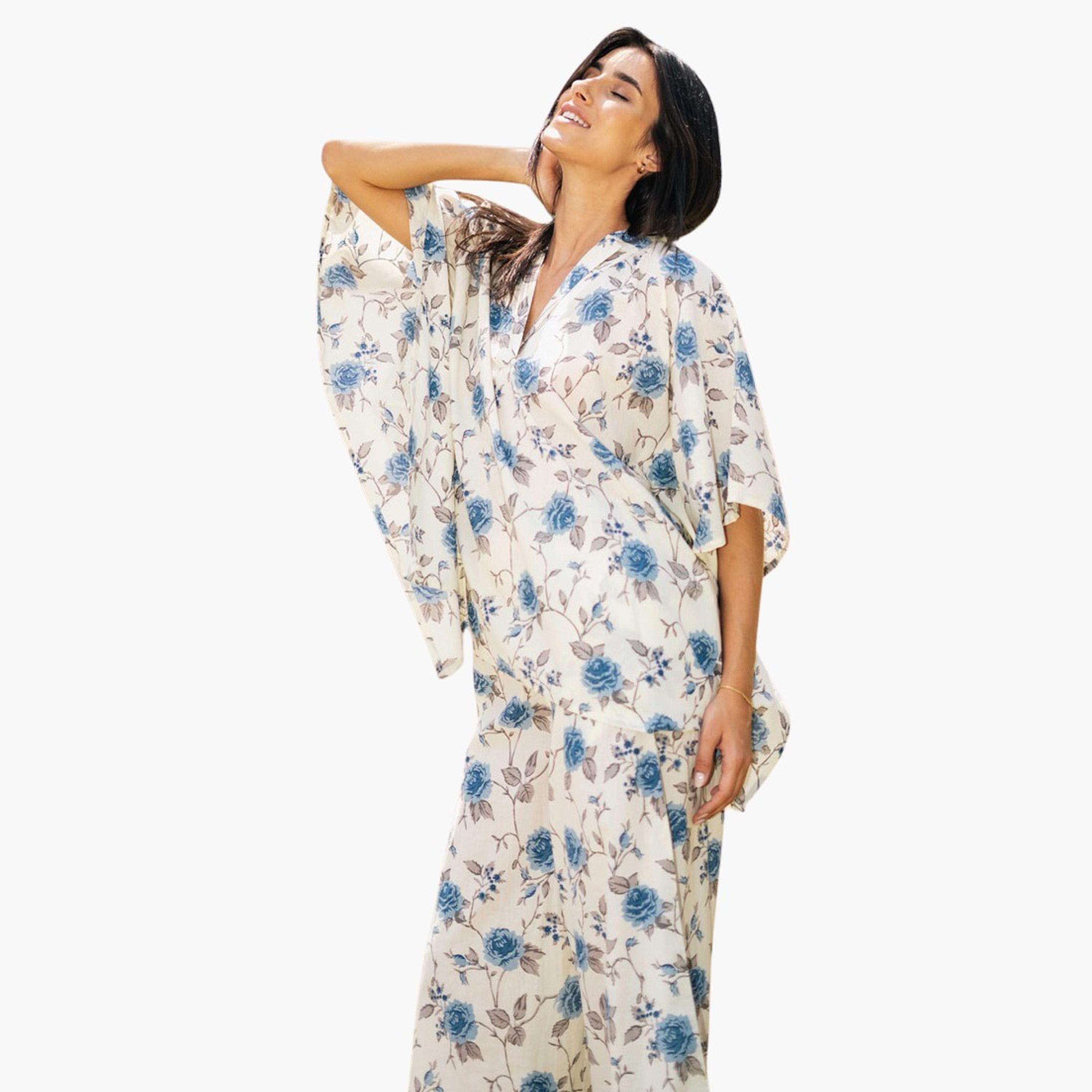 Sanskrutihomes X Styli Women Printed V-Neck Pure Cotton Top and Pyjama Set-women-clothing-nightwear-pyjamas-longsets-image-7