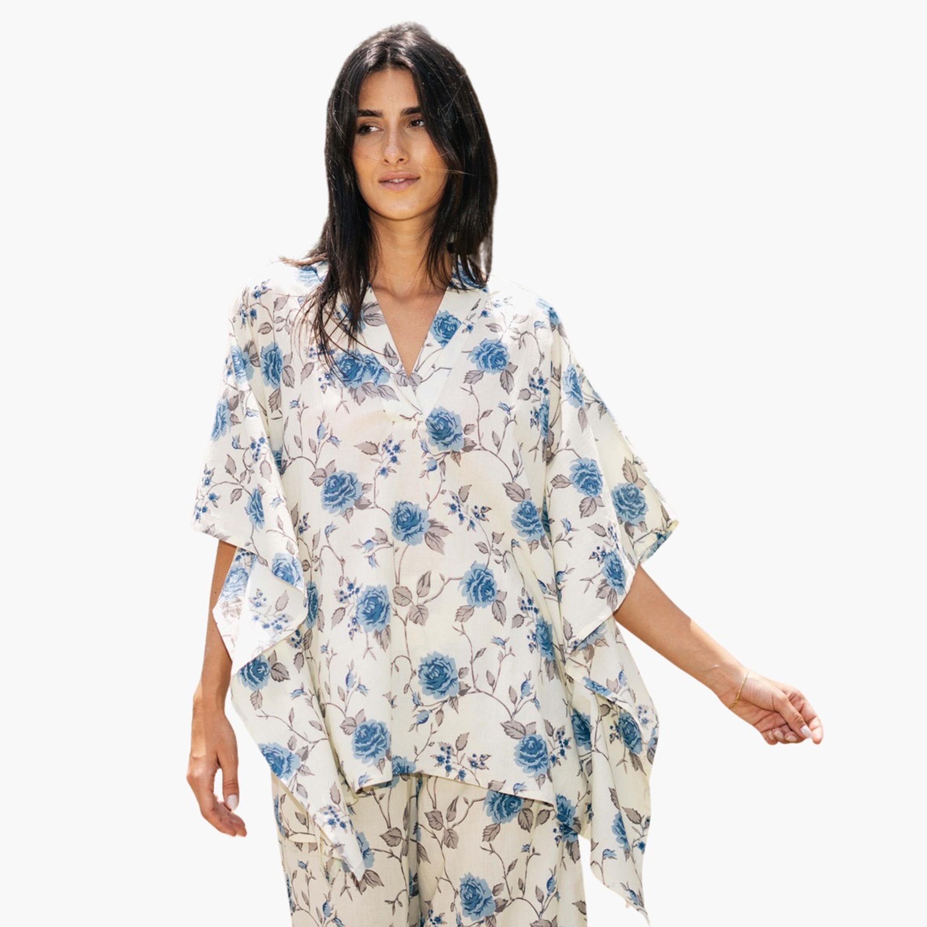 Sanskrutihomes X Styli Women Printed V-Neck Pure Cotton Top and Pyjama Set-women-clothing-nightwear-pyjamas-longsets-image-8