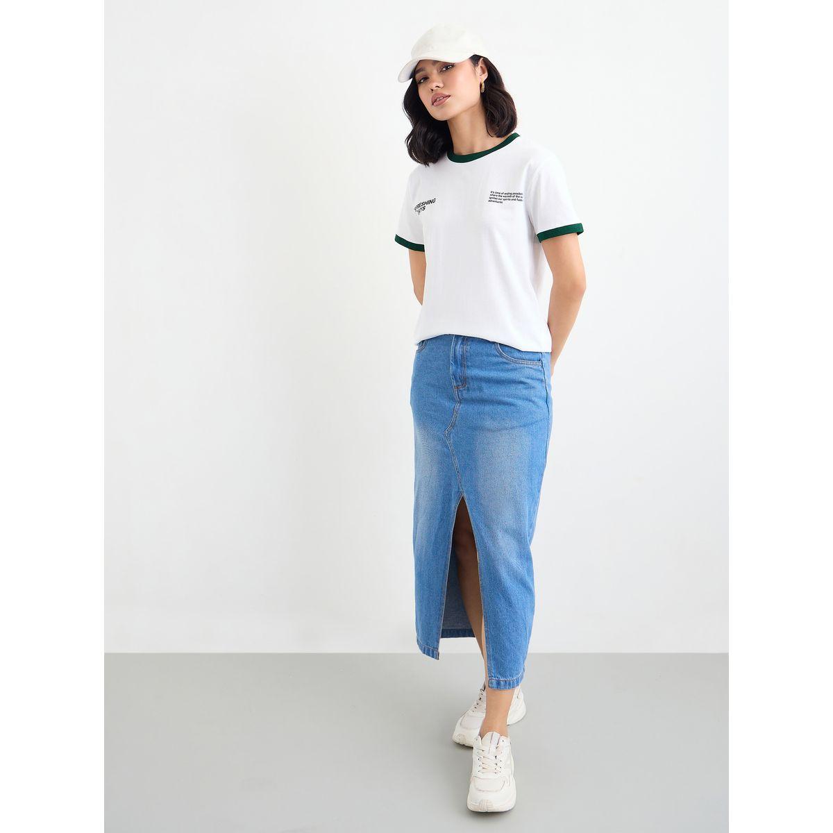 تيشيرت بطبعة كتابة وقصة عادية-women-clothing-tshirts-image-1
