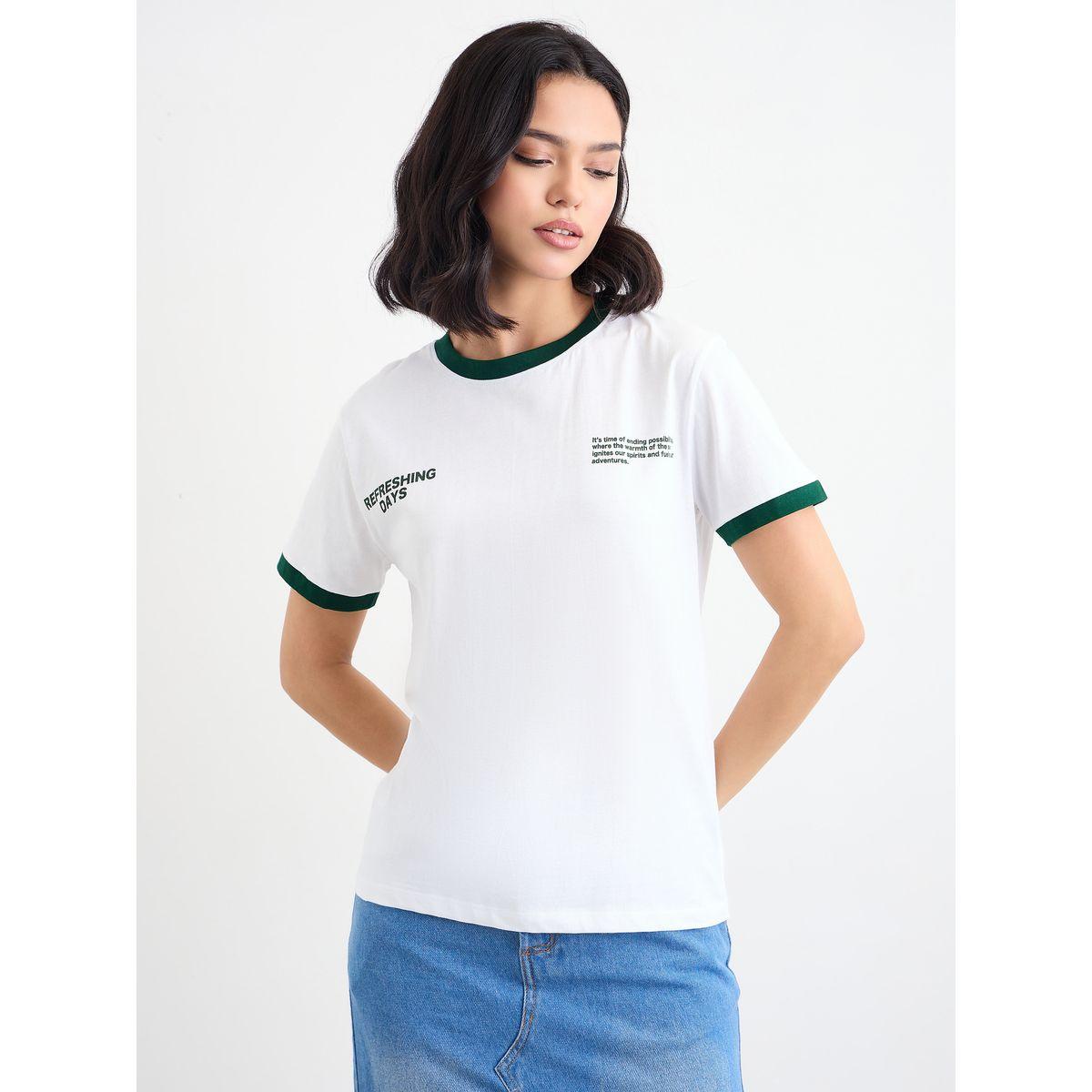 Styli Women White Slogan Print Regular Fit T-Shirt-women-clothing-tshirts-image-2