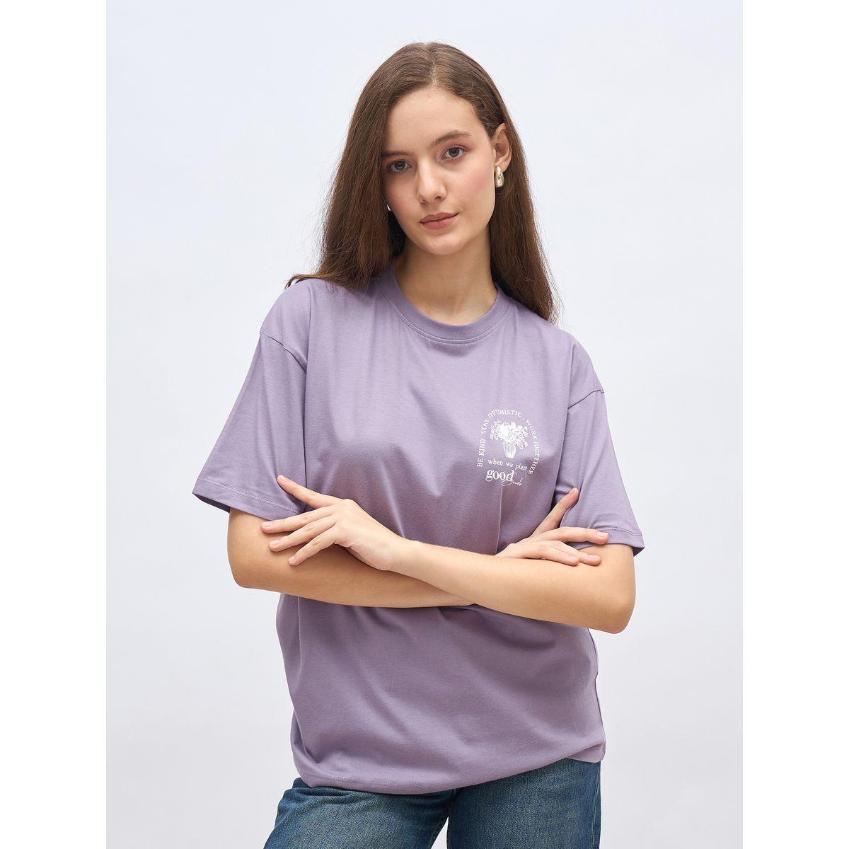 تيشيرت فضفاض مُطبع بياقة دائرية-women-clothing-tshirts-image-2