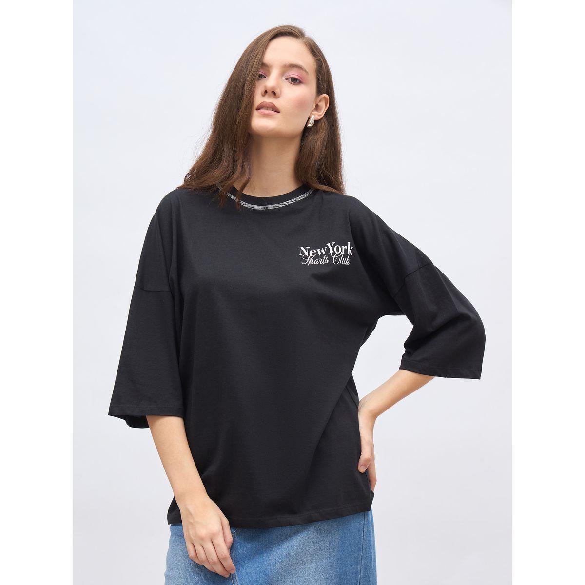 تيشيرت طويل فضفاض بطبعة جرافيك-women-clothing-tshirts-image-2