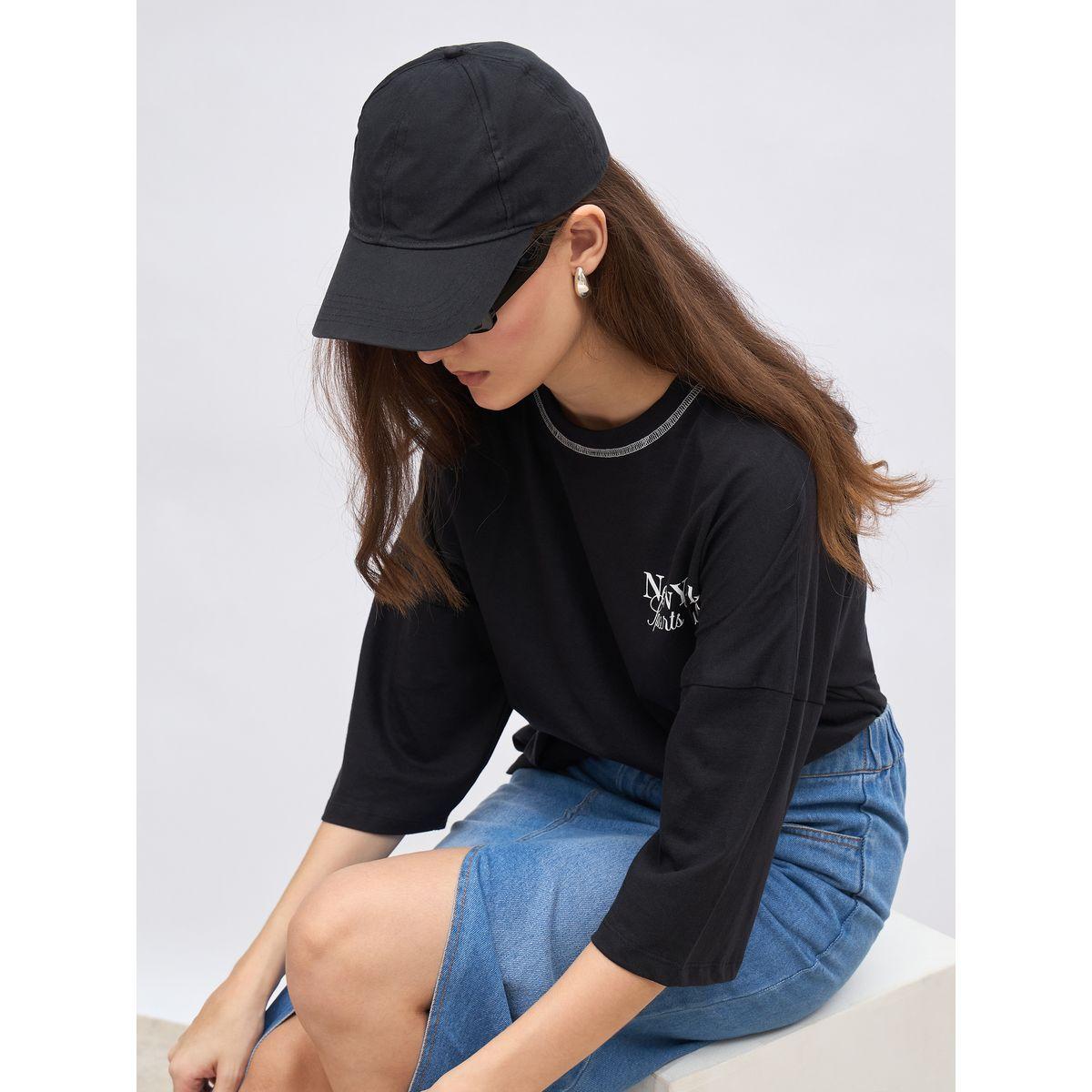 Styli Back Graphic Print Oversized Longline T-Shirt-women-clothing-tshirts-image-6
