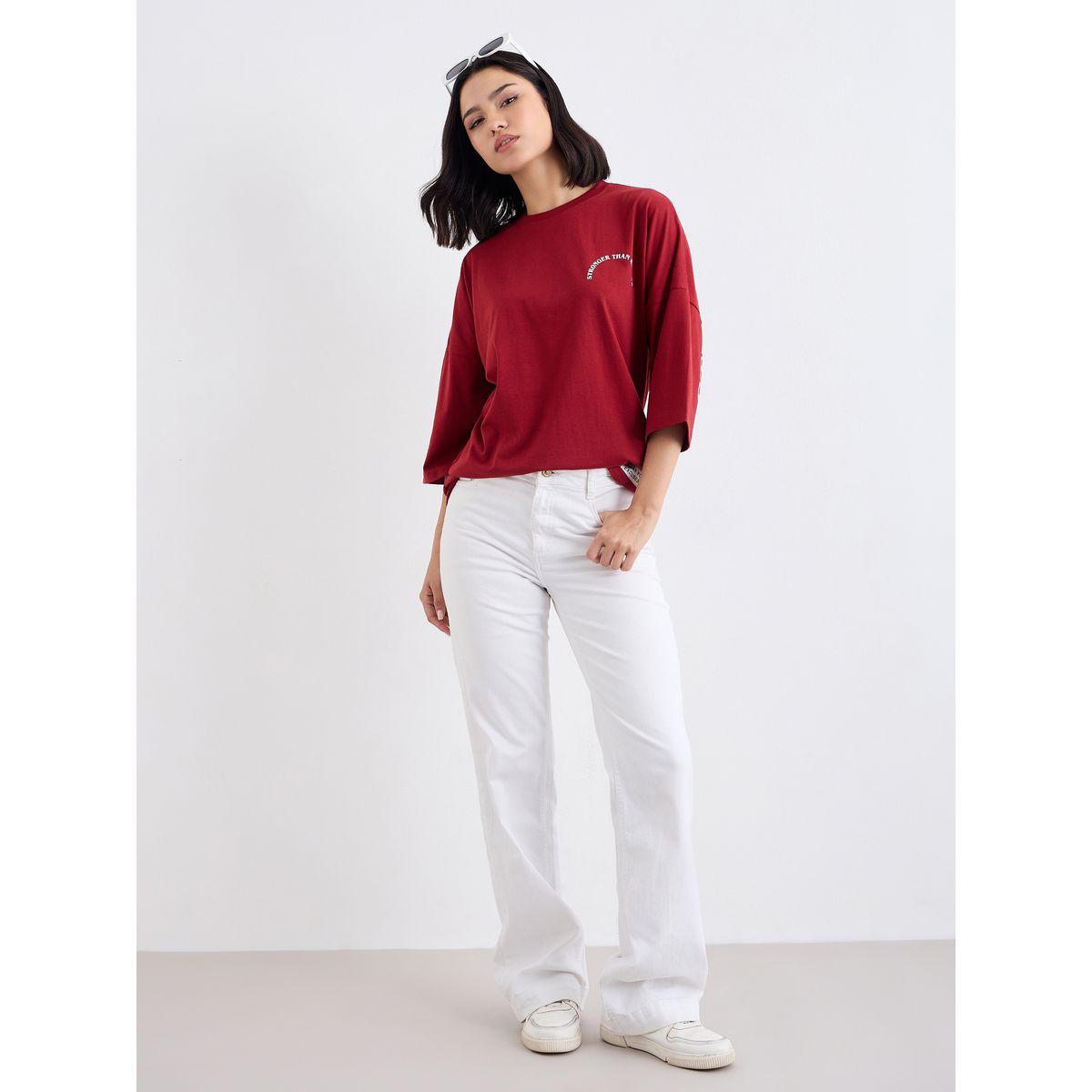 تيشيرت فضفاض بطبعة كتابة-women-clothing-tshirts-image-1