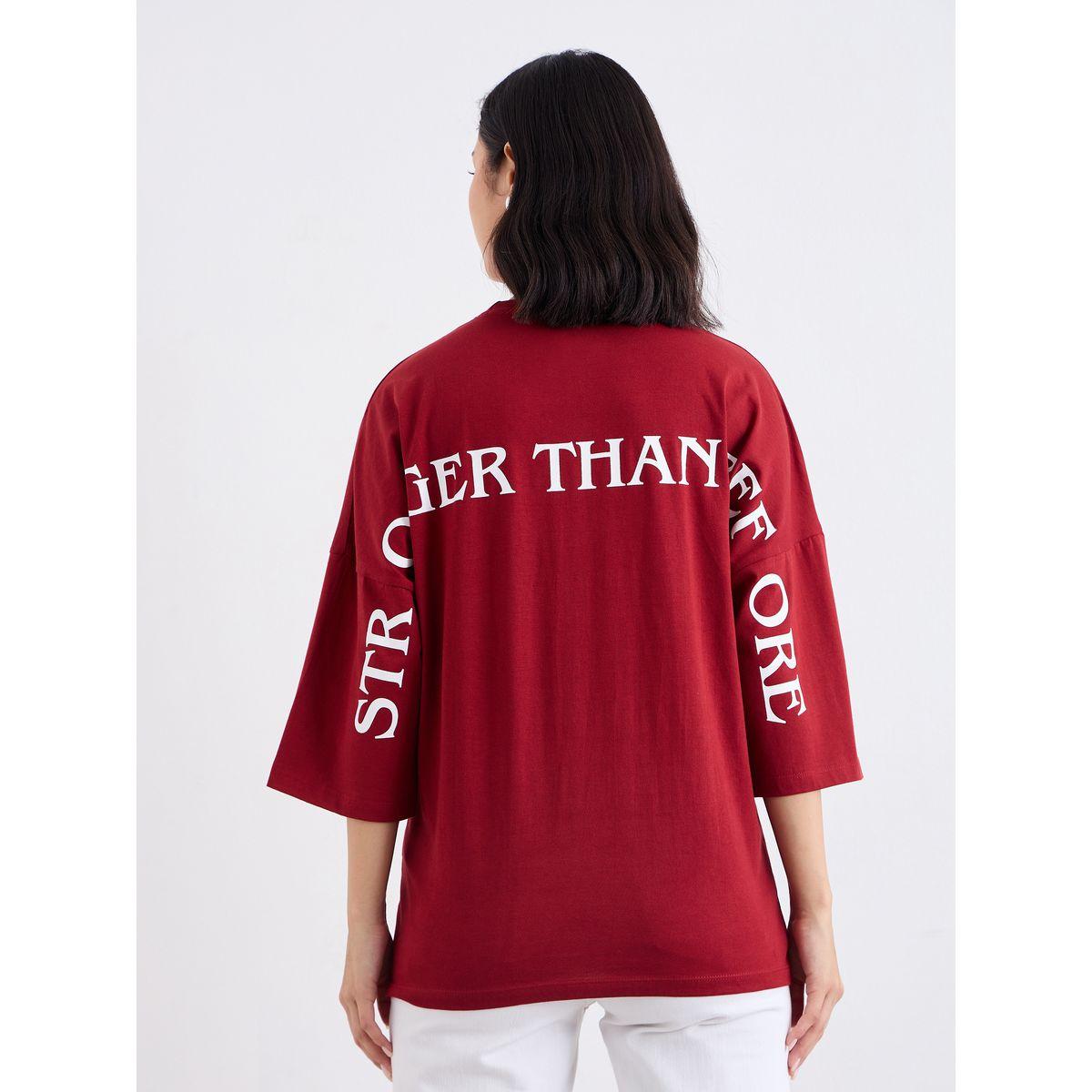 تيشيرت فضفاض بطبعة كتابة-women-clothing-tshirts-image-4