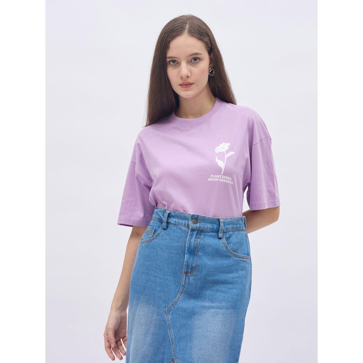 Styli Round Neck Oversized T-Shirt with Dropped Shoulder-women-clothing-tshirts-image-2