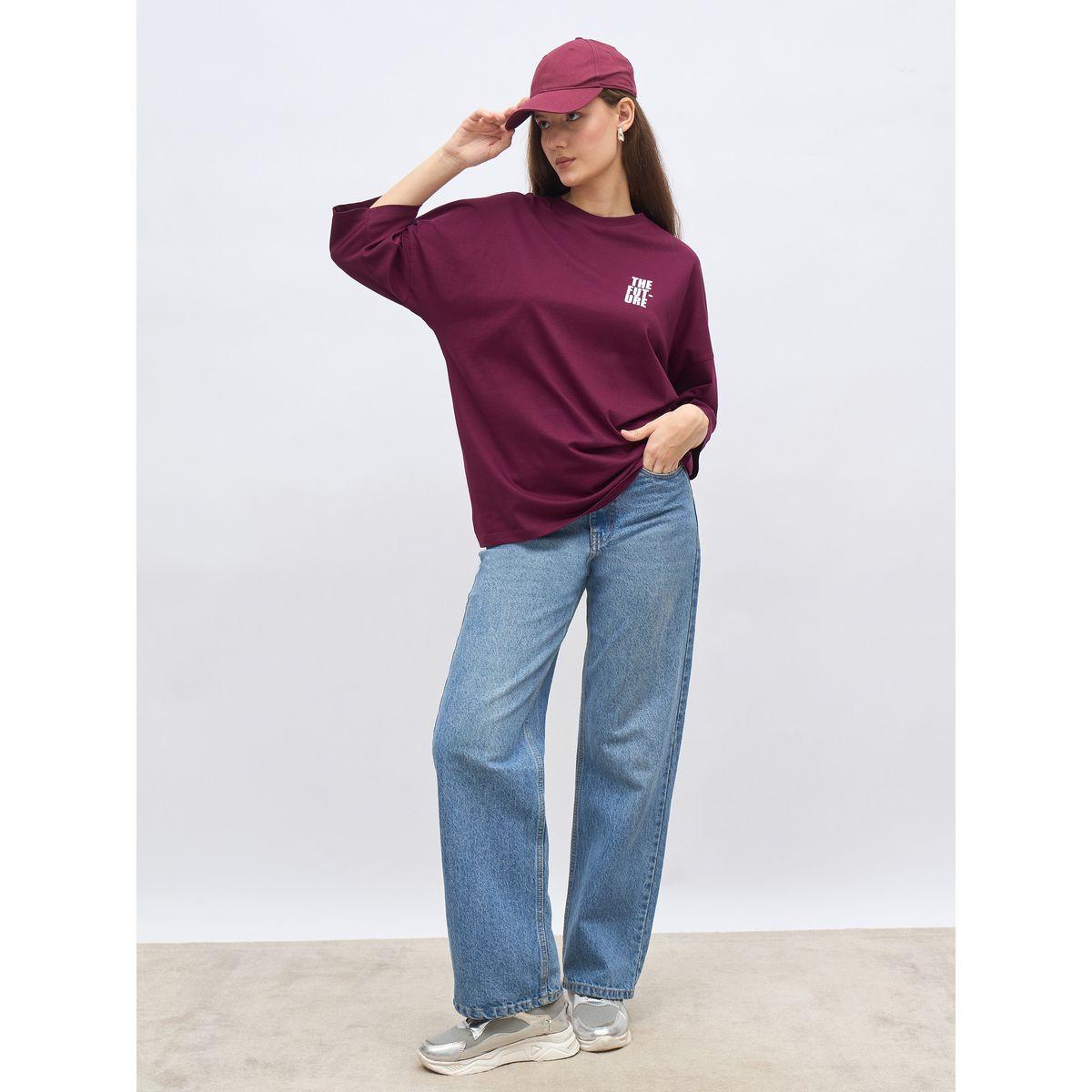 Styli Back Slogan Print Oversized T-Shirt-women-clothing-tshirts-image-1
