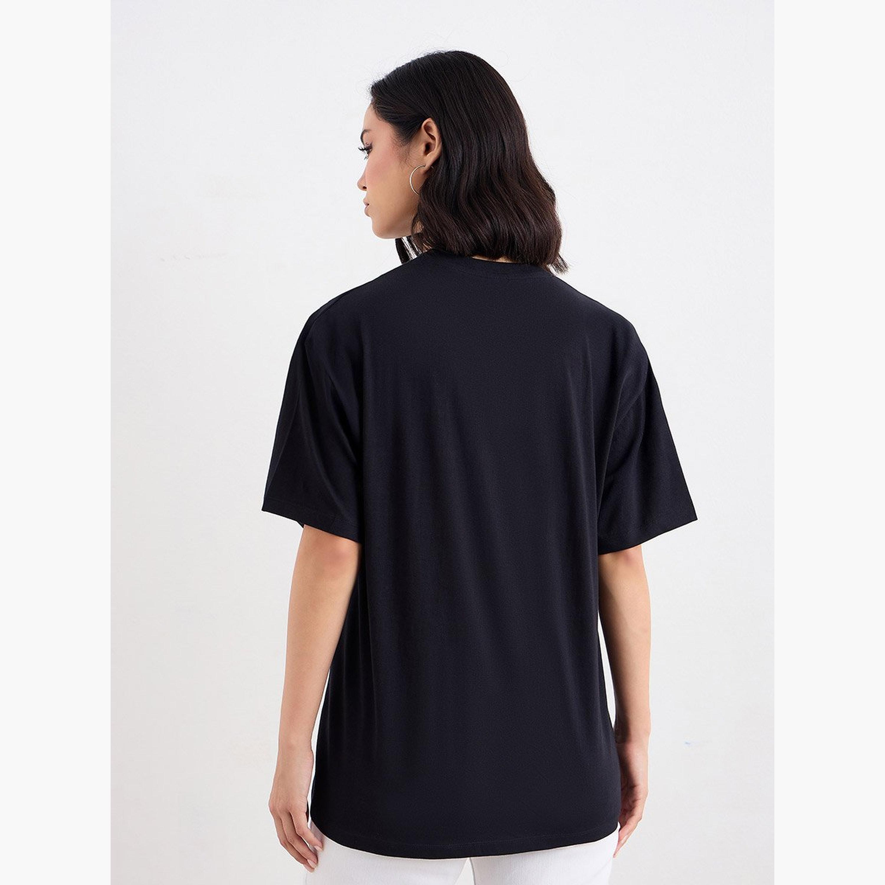 Styli Floral Embroidered Detail Oversized T-Shirt-women-clothing-tshirts-image-4
