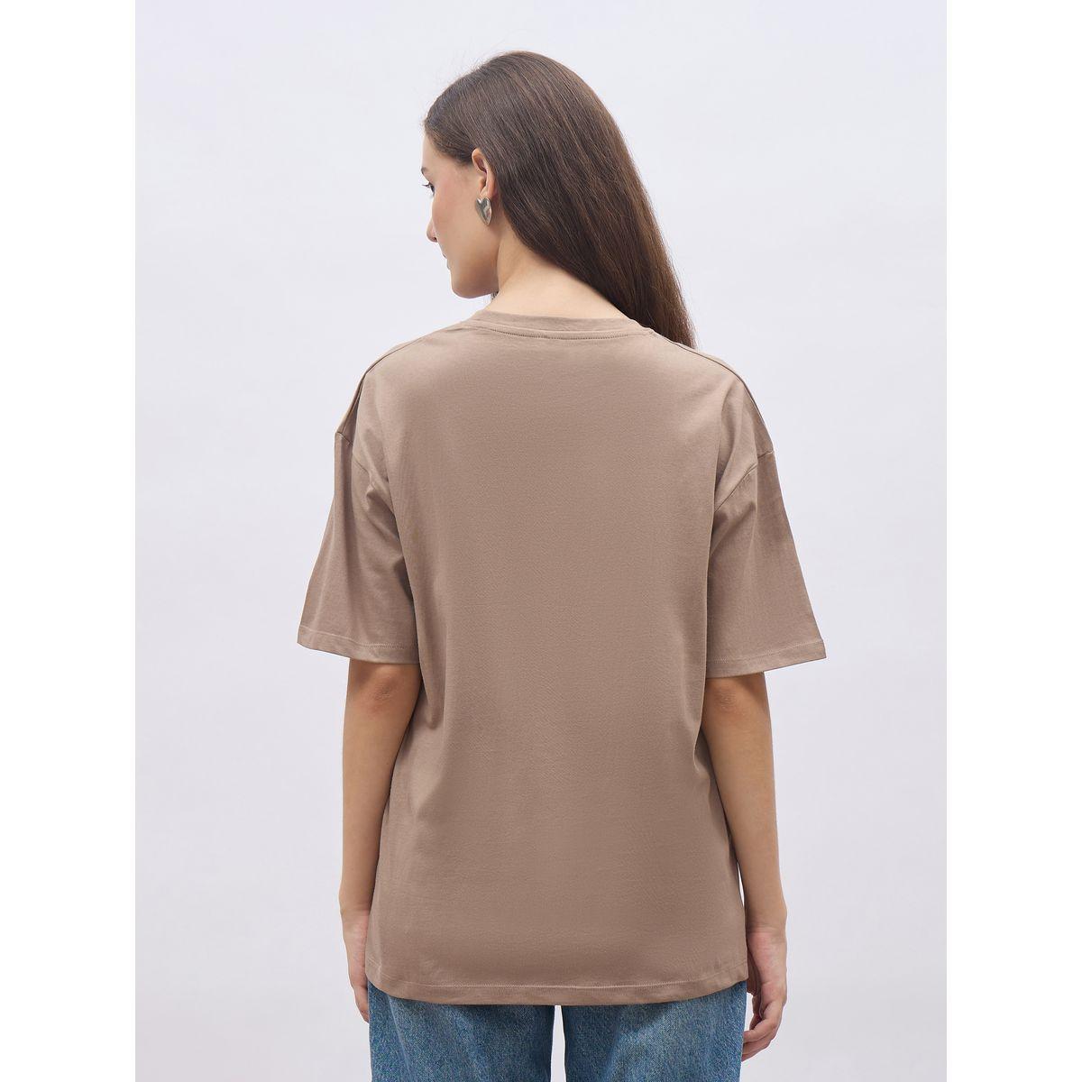 Styli Women Beige Slogan Print Short Sleeve Oversized T-Shirt-women-clothing-tshirts-image-5