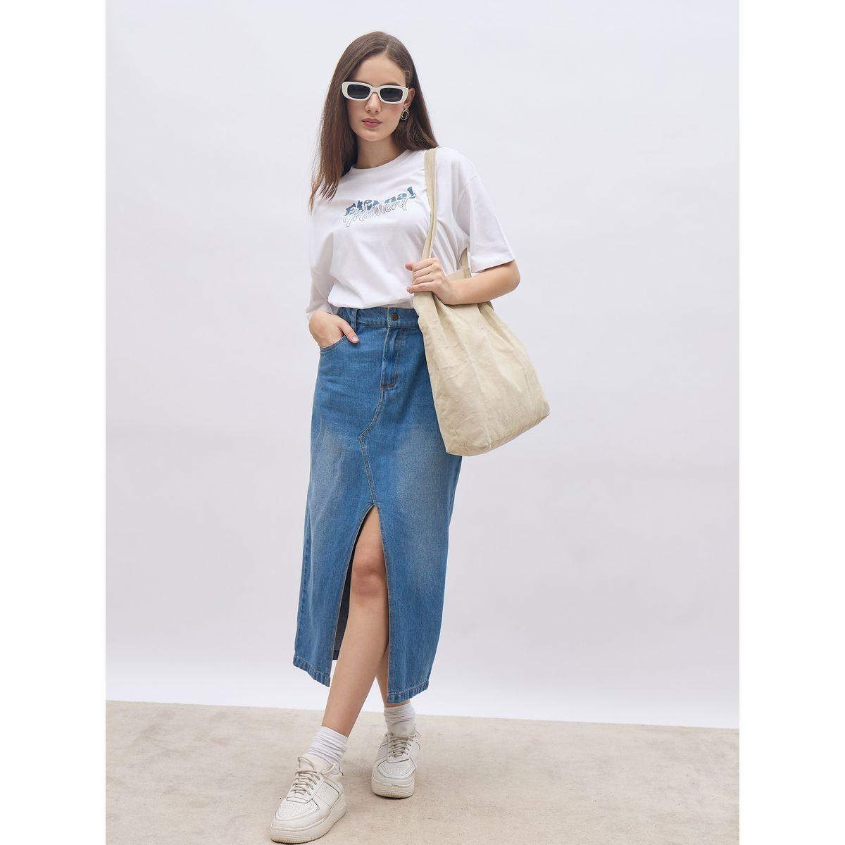 تيشيرت فضفاض بطبعة كتابة وأكمام قصيرة-women-clothing-tshirts-image-1