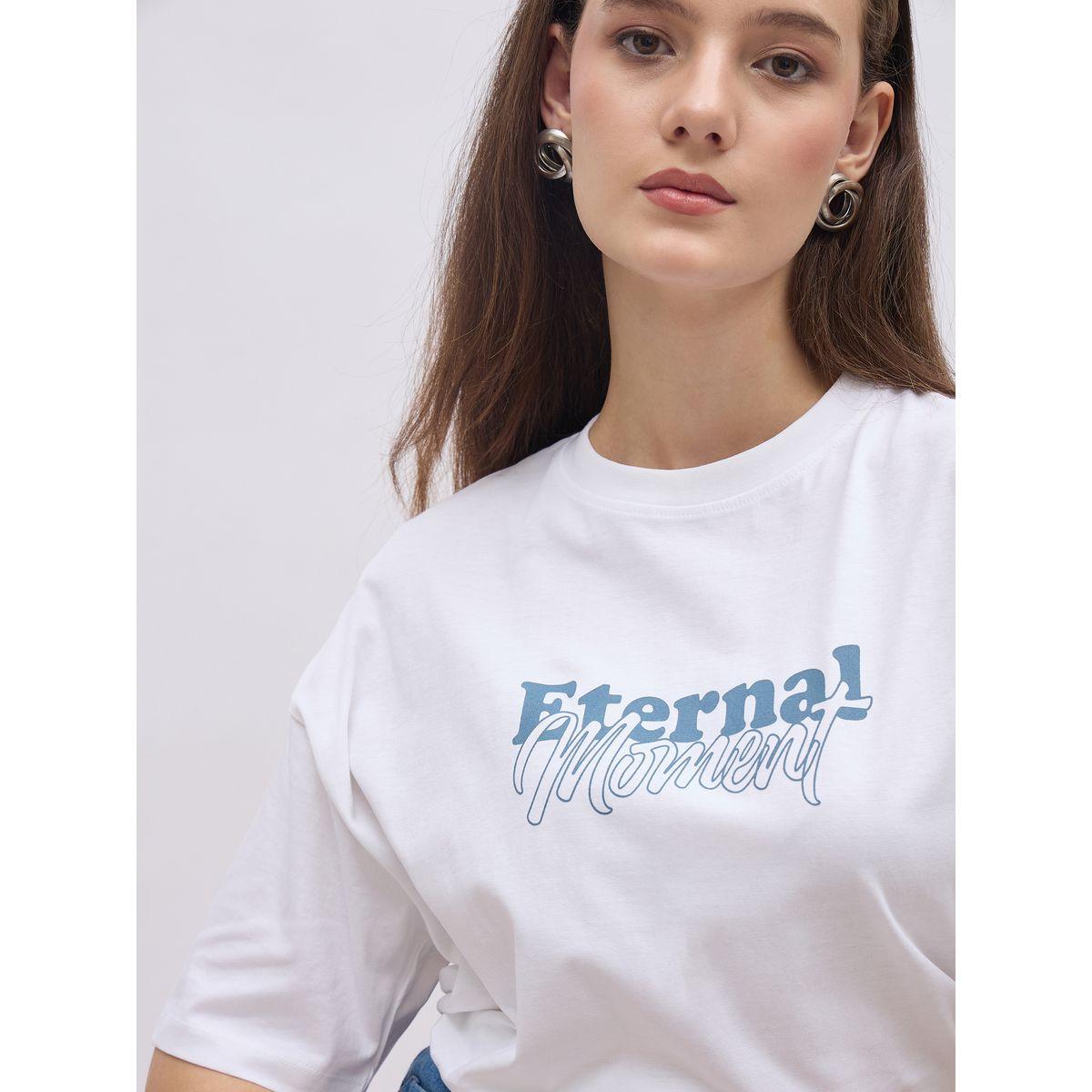 تيشيرت فضفاض بطبعة كتابة وأكمام قصيرة-women-clothing-tshirts-image-4