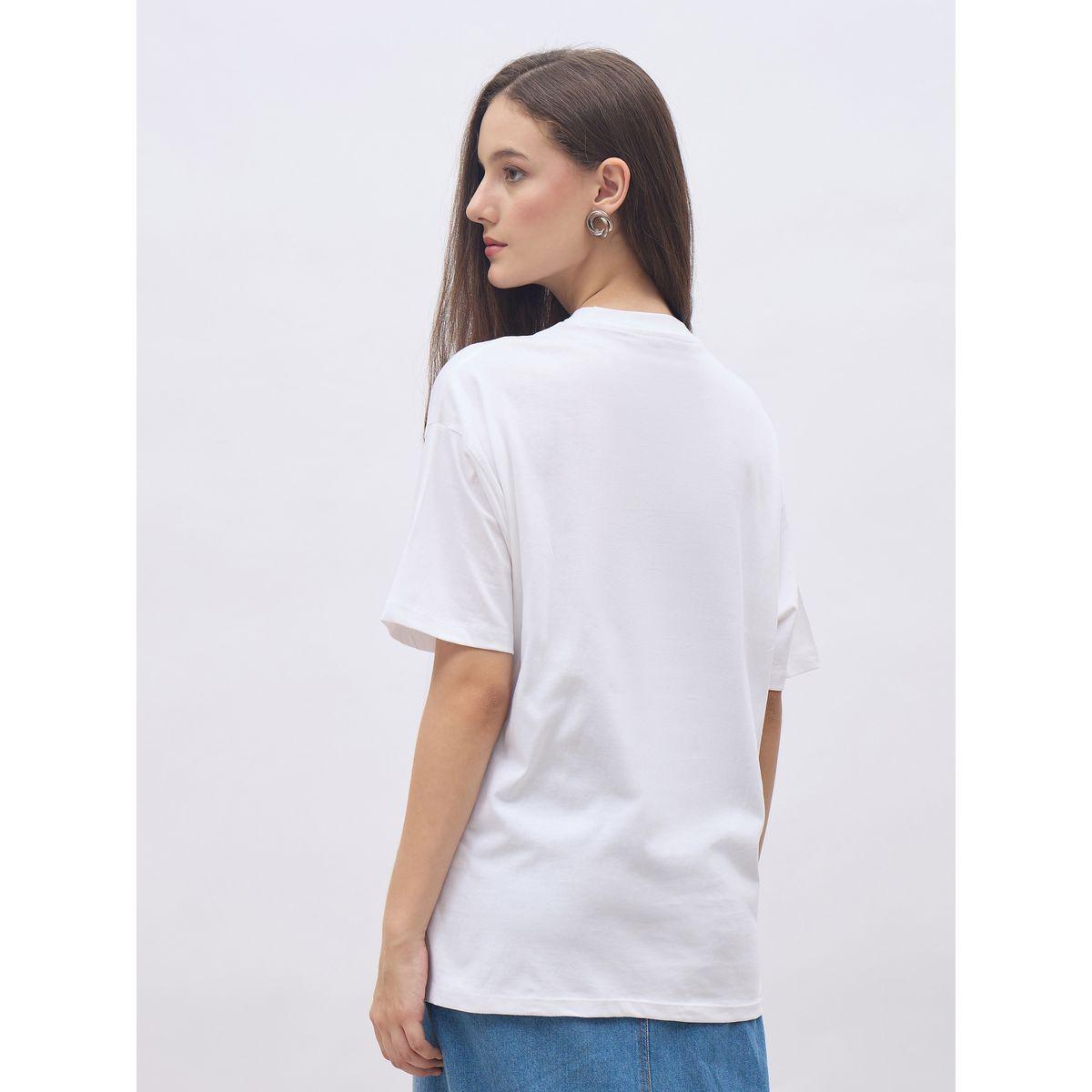 تيشيرت فضفاض بطبعة كتابة وأكمام قصيرة-women-clothing-tshirts-image-5