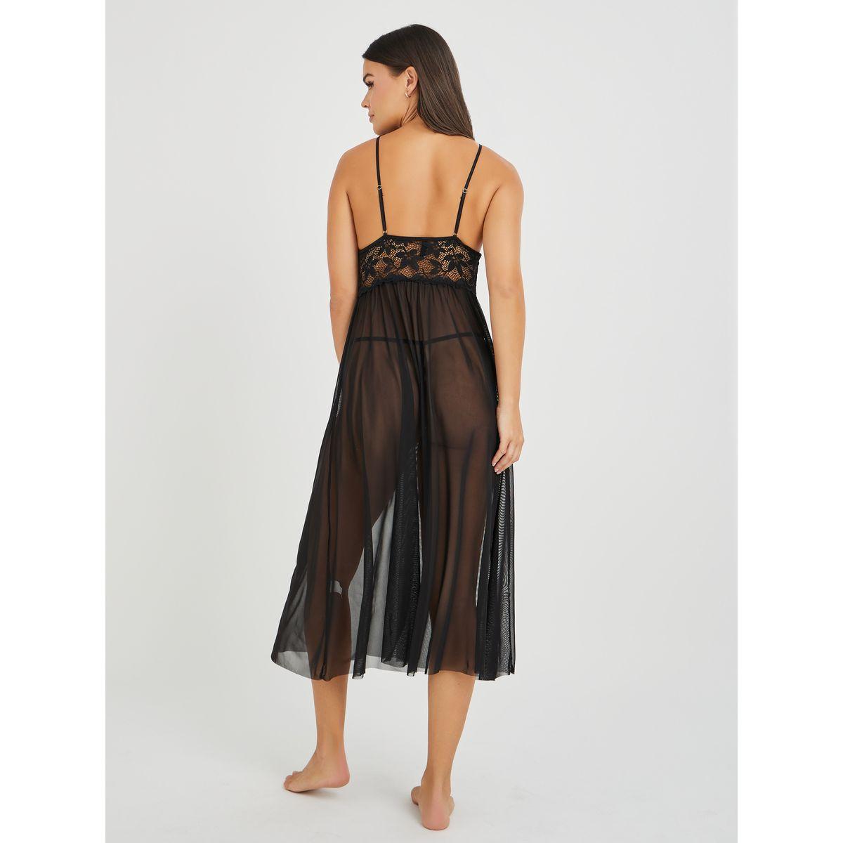 Styli Lace Detail High Slit Mesh Slip Dress with Briefs-women-clothing-lingerie-babydollsandbodysuits-image-5