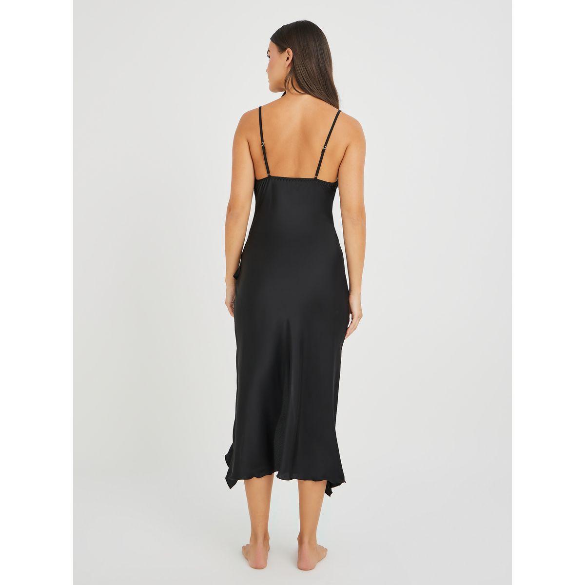 Styli Cowl Neck Ruffle Detail Satin Slip Dress-women-clothing-lingerie-babydollsandbodysuits-image-4