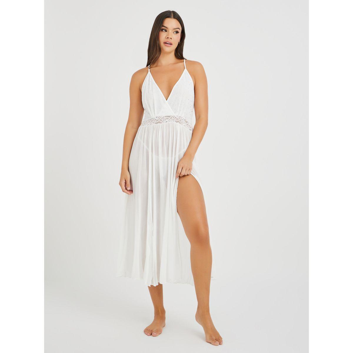 قميص نوم بتفاصيل شبكية وشق مع سروال داخلي-women-clothing-lingerie-babydollsandbodysuits-image-2