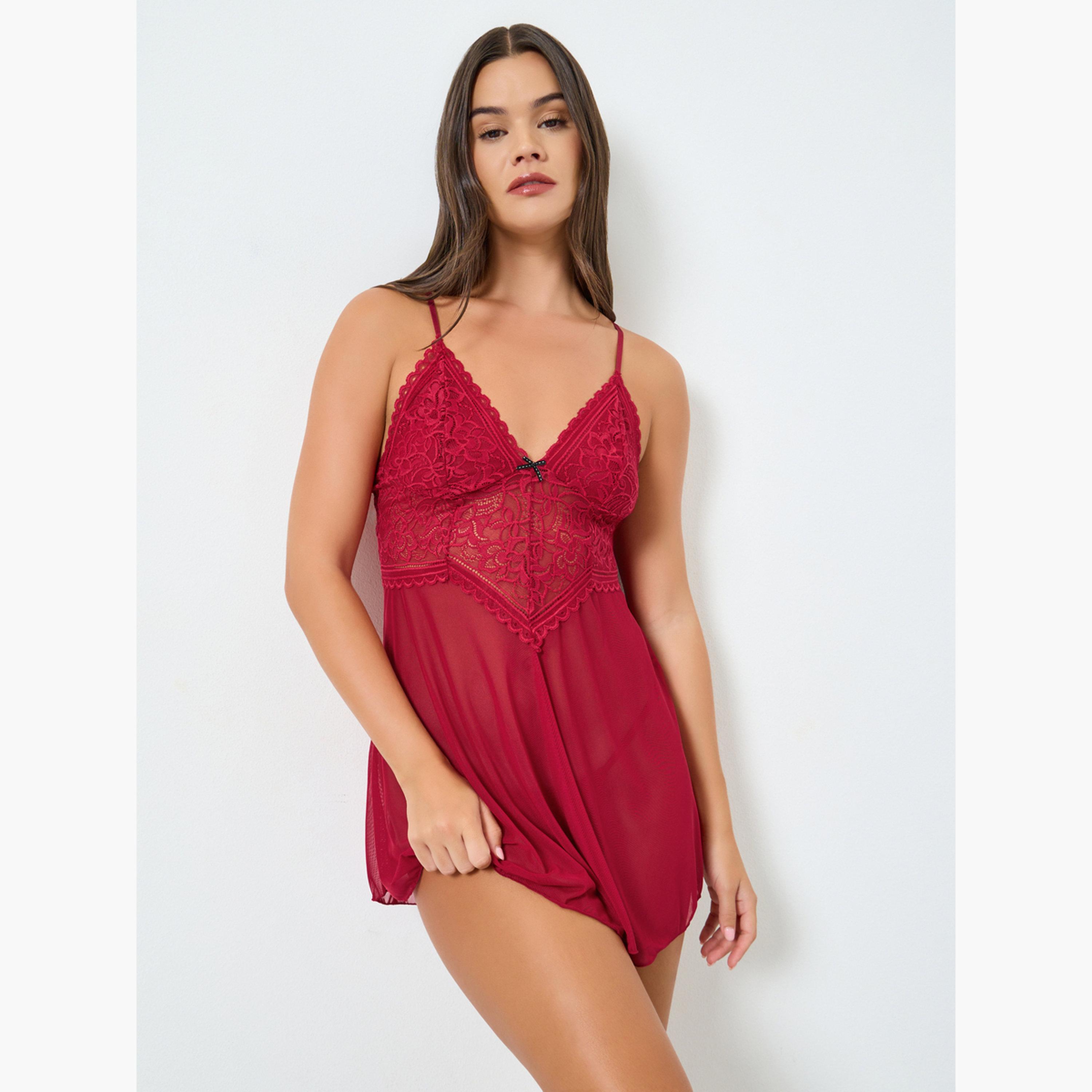 ستايلي - بيبي دول جانب دانتيل مع سروال داخلي-women-clothing-lingerie-babydollsandbodysuits-image-1