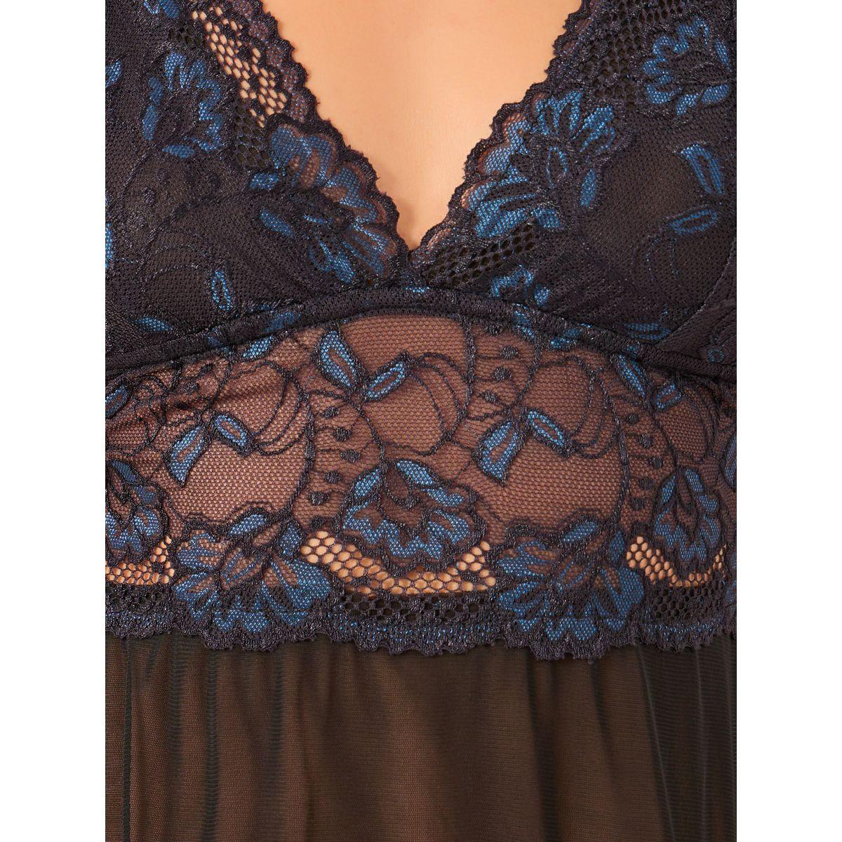 Styli Two Tone Floral Lace Babydoll With Briefs-women-clothing-lingerie-babydollsandbodysuits-image-2
