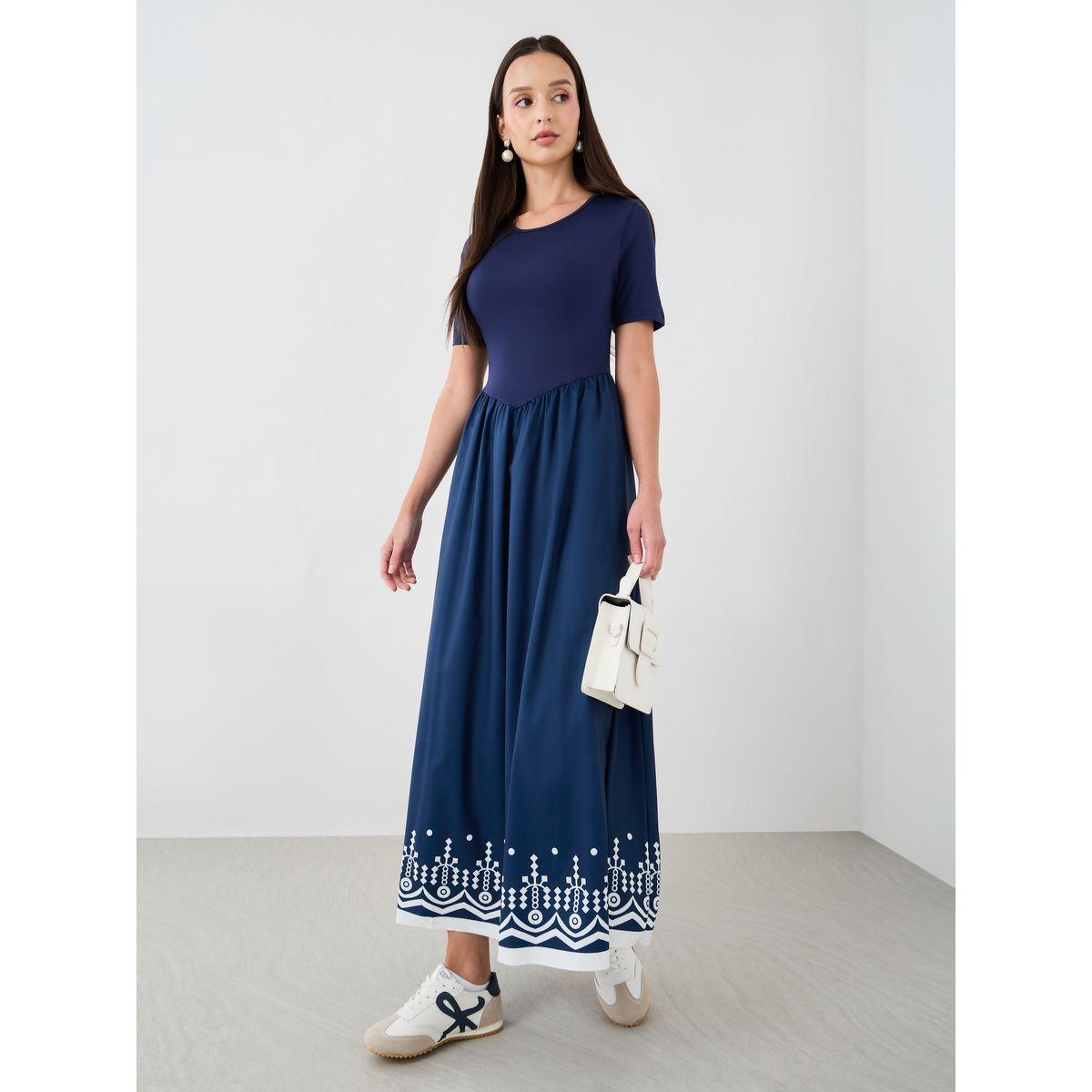 Styli Floral Print Round Neck A-Line Maxi Dress-women-clothing-dresses-image-2