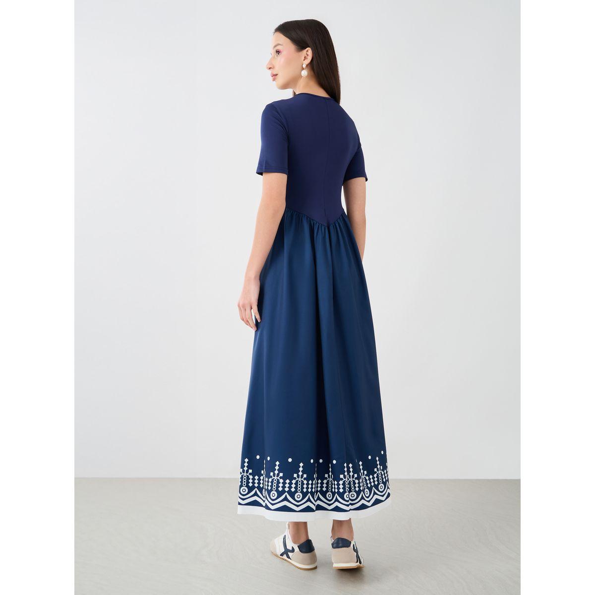 Styli Floral Print Round Neck A-Line Maxi Dress-women-clothing-dresses-image-5