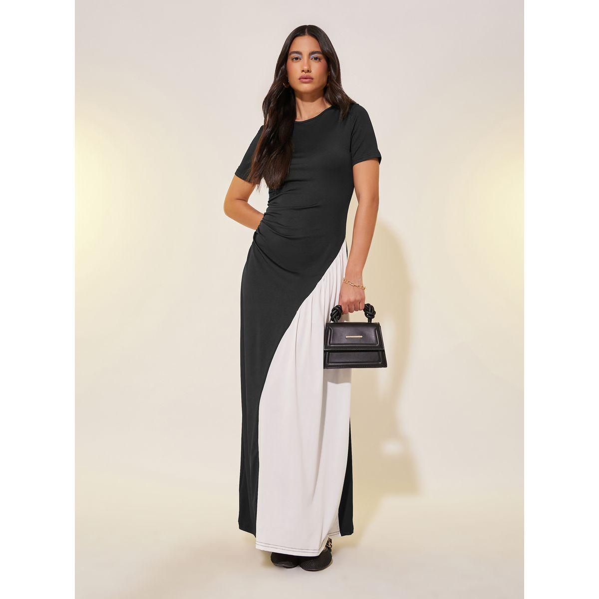 فستان طويل سادة بياقة دائرية-women-clothing-dresses-image-2