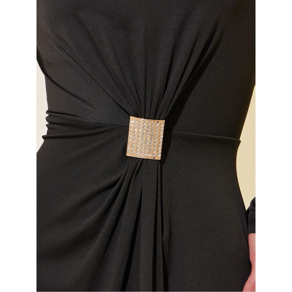 Styli Solid V-Neck Embellished Button Maxi Dress-women-clothing-dresses-image-4