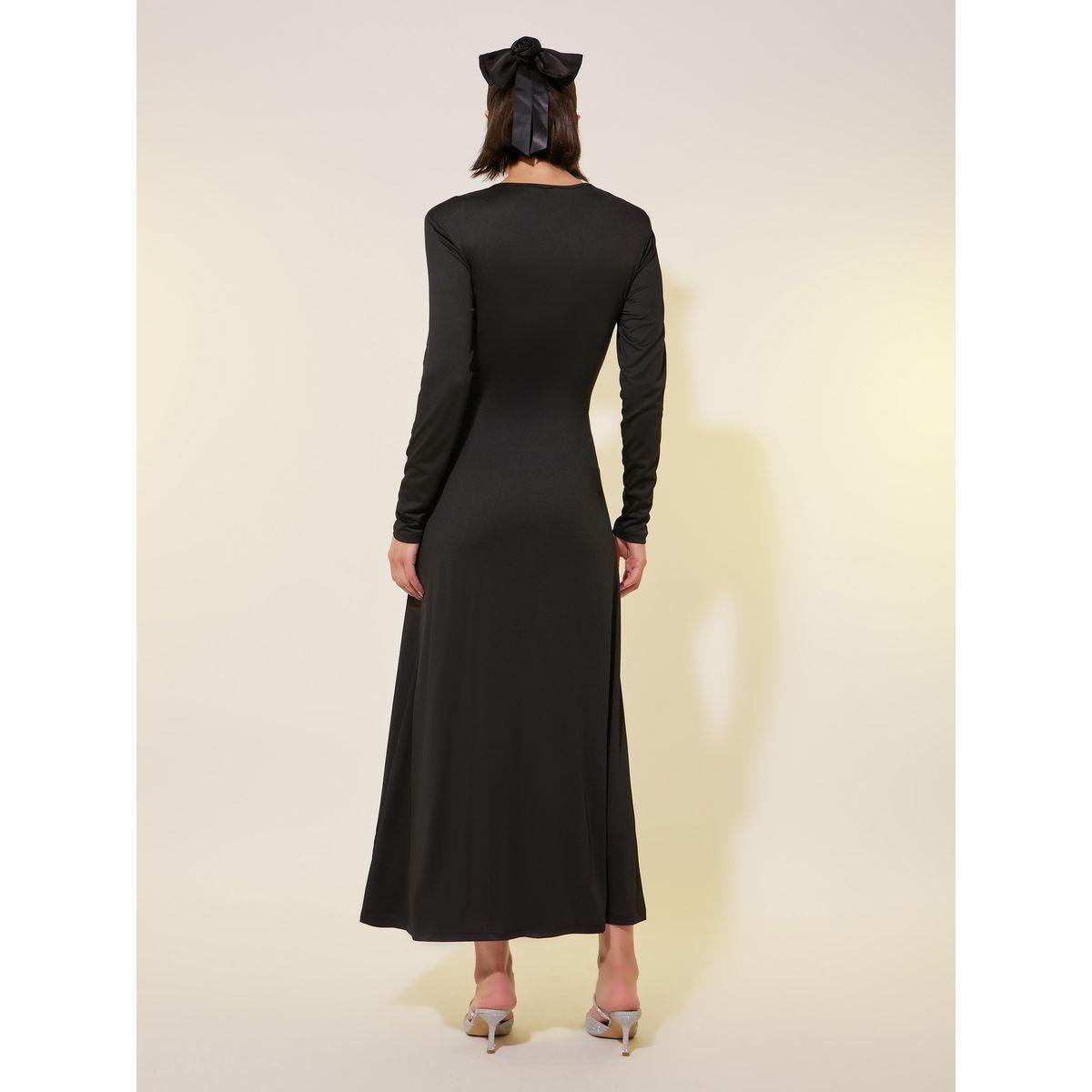 Styli Solid V-Neck Embellished Button Maxi Dress-women-clothing-dresses-image-5