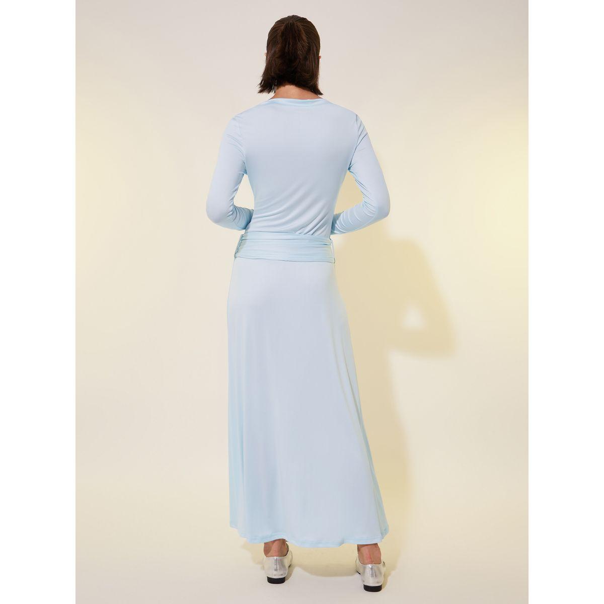Styli Solid Long Sleeves A-Line Maxi Dress with Faux Shell Detail-women-clothing-dresses-image-5