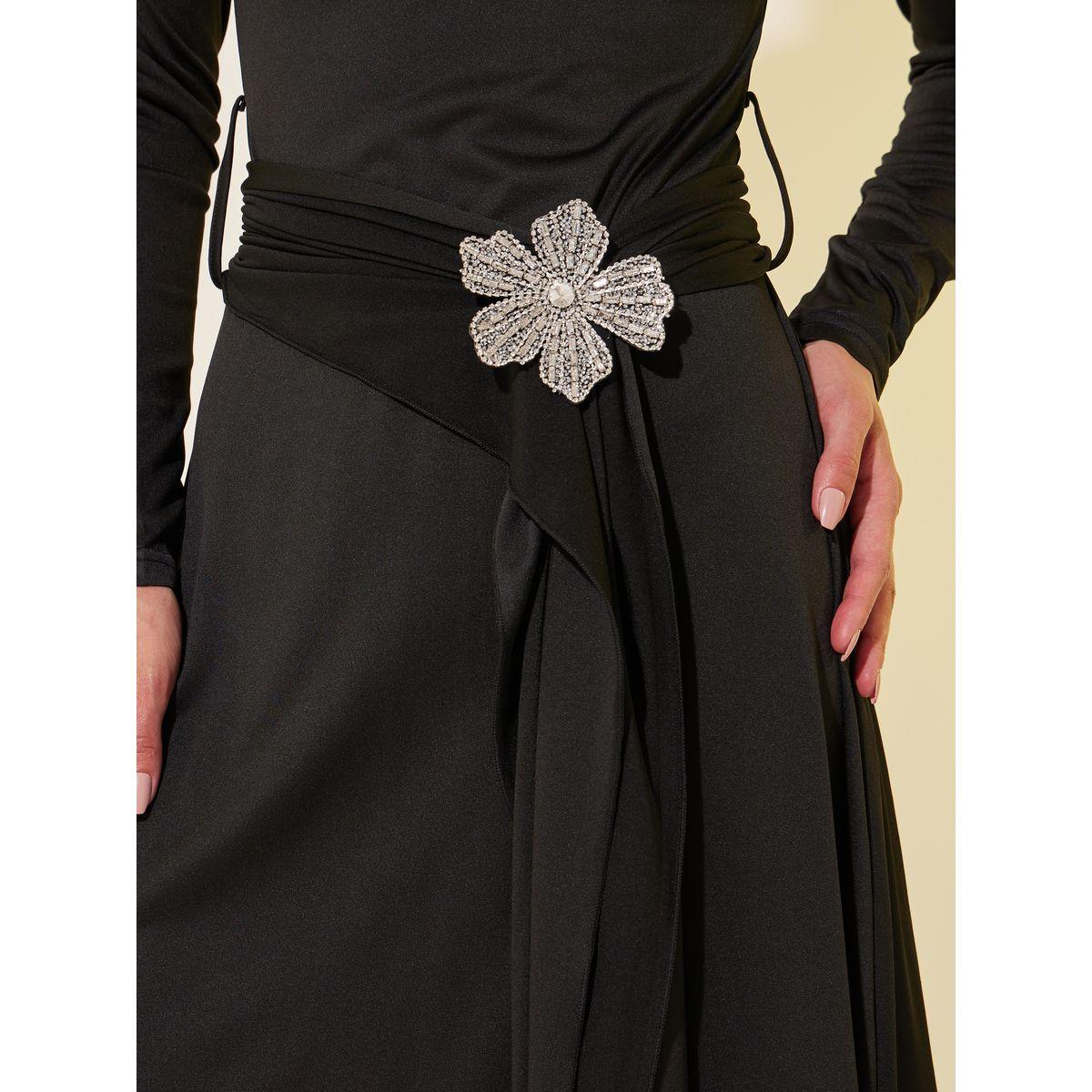 Styli Solid Long Sleeves Embellished Knee-Length Dress-women-clothing-dresses-image-4