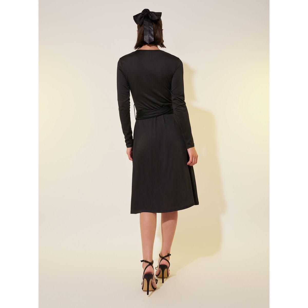 Styli Solid Long Sleeves Embellished Knee-Length Dress-women-clothing-dresses-image-5