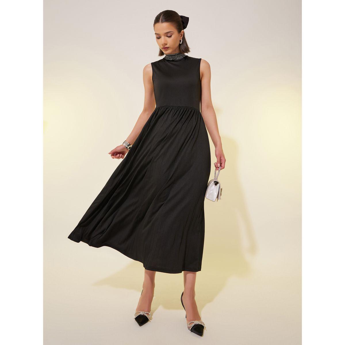 Styli Embellished Trim Sleeveless Pleated A-Line Midi Dress-women-clothing-dresses-image-2