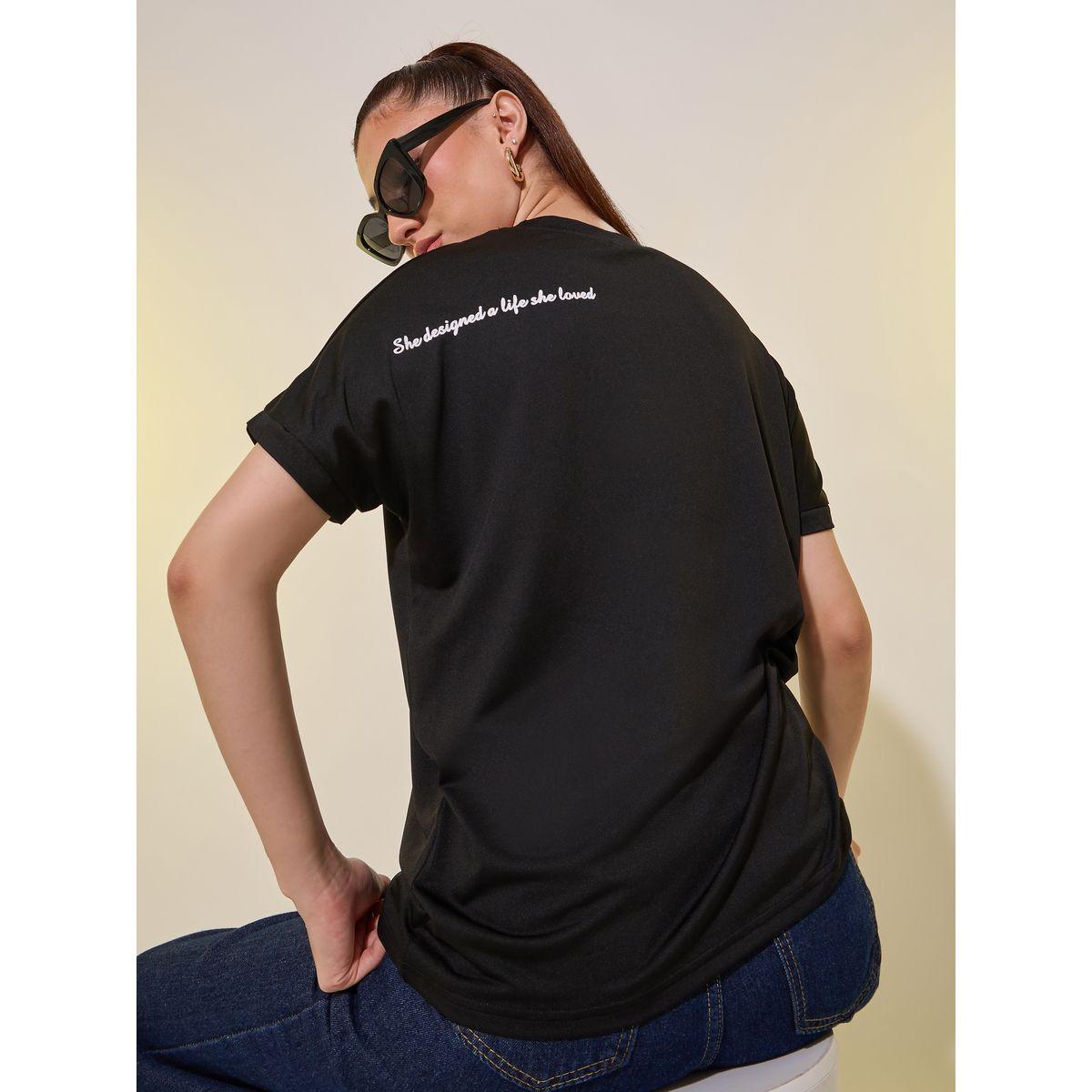 Styli Back Shoulder Slogan Print Round Neck Regular Fit T-Shirt-women-clothing-tshirts-image-1