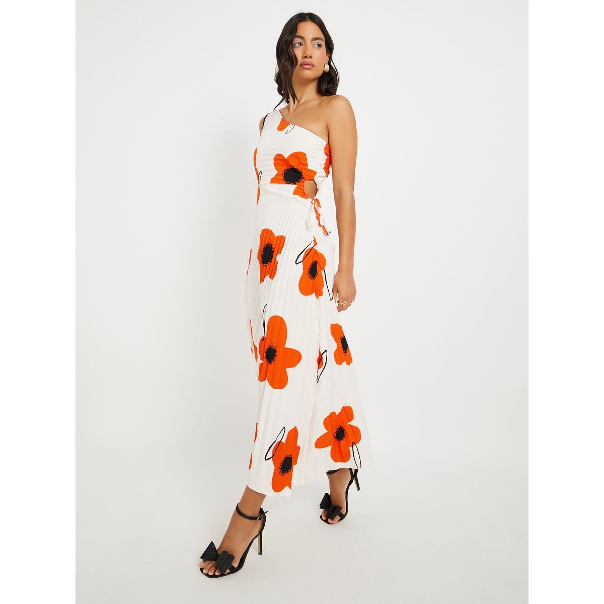 فستان ميدي بطبعة زهور وكتف واحد-women-clothing-dresses-image-3