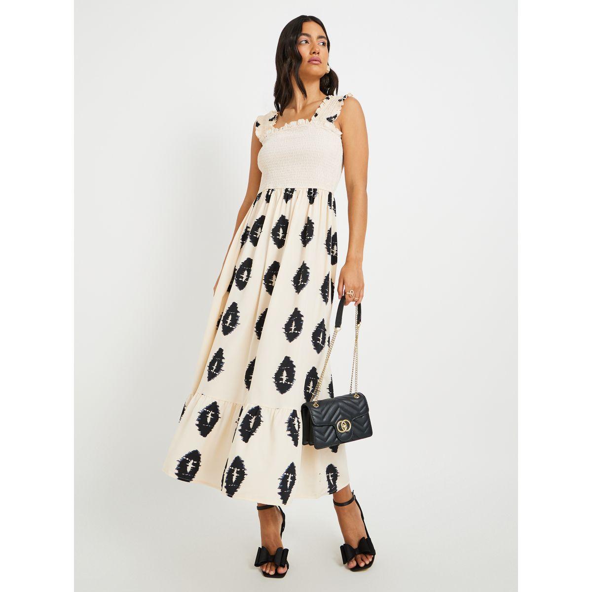 Styli Printed Sleeveless A-Line Maxi Dress with Smocked Detail-women-clothing-dresses-image-2