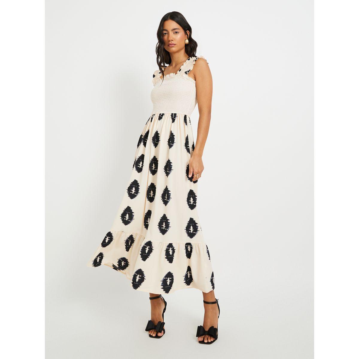 Styli Printed Sleeveless A-Line Maxi Dress with Smocked Detail-women-clothing-dresses-image-3