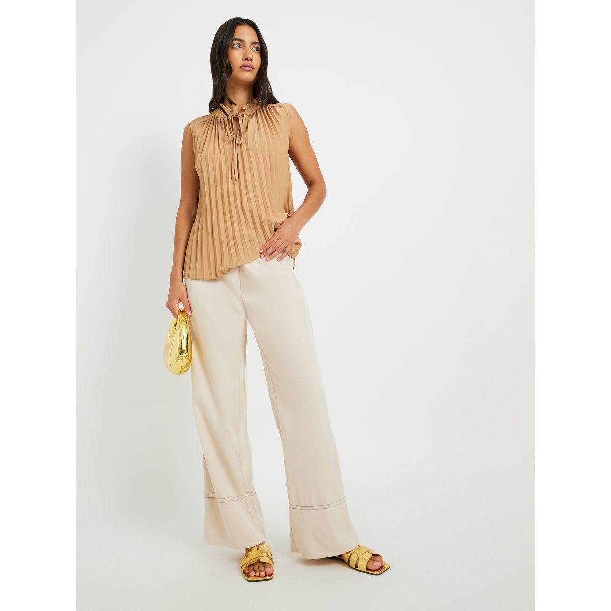 بلوزة بلا أكمام بكسرات مع ياقة بأربطة-women-clothing-shirtsandblouses-blouses-image-2