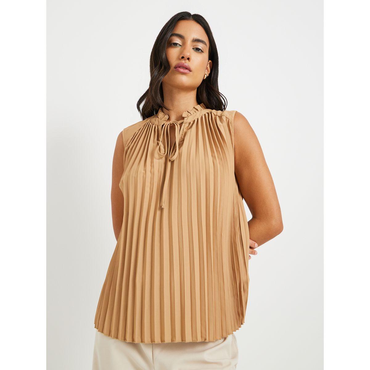 بلوزة بلا أكمام بكسرات مع ياقة بأربطة-women-clothing-shirtsandblouses-blouses-image-3