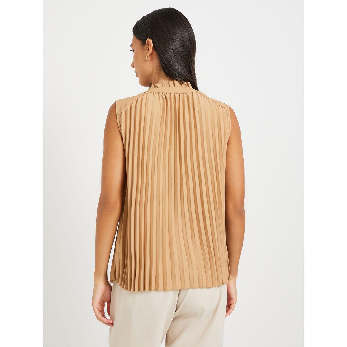 بلوزة بلا أكمام بكسرات مع ياقة بأربطة-women-clothing-shirtsandblouses-blouses-image-5