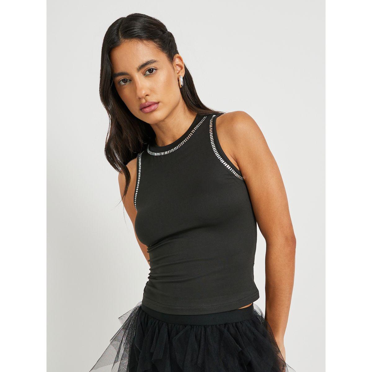 Styli Embellished Round Neck Sleeveless Top-women-clothing-shirtsandblouses-blouses-image-1